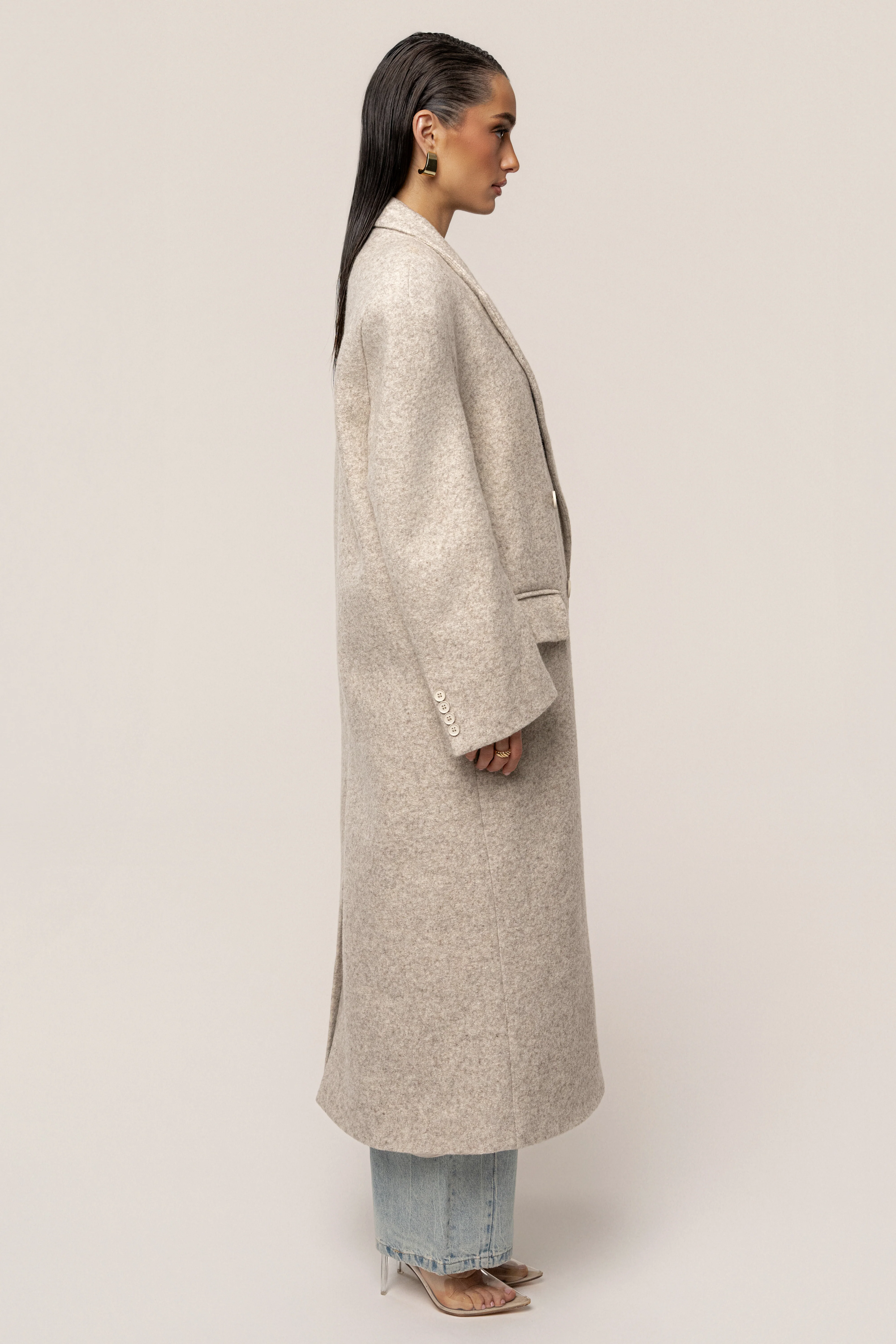Beige Oversize Double Breasted Coat - Image 10