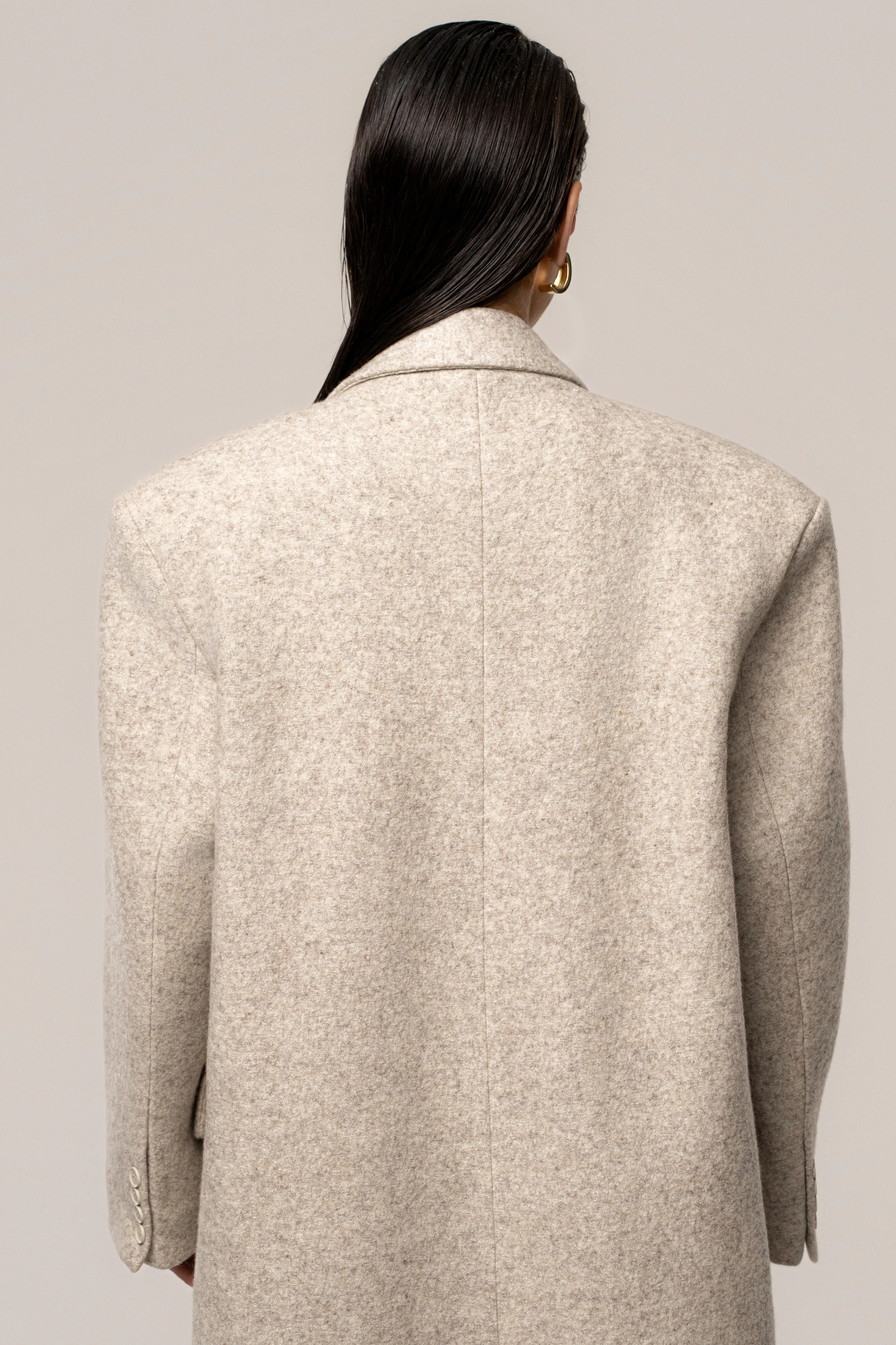 Beige Oversize Double Breasted Coat - Image 11