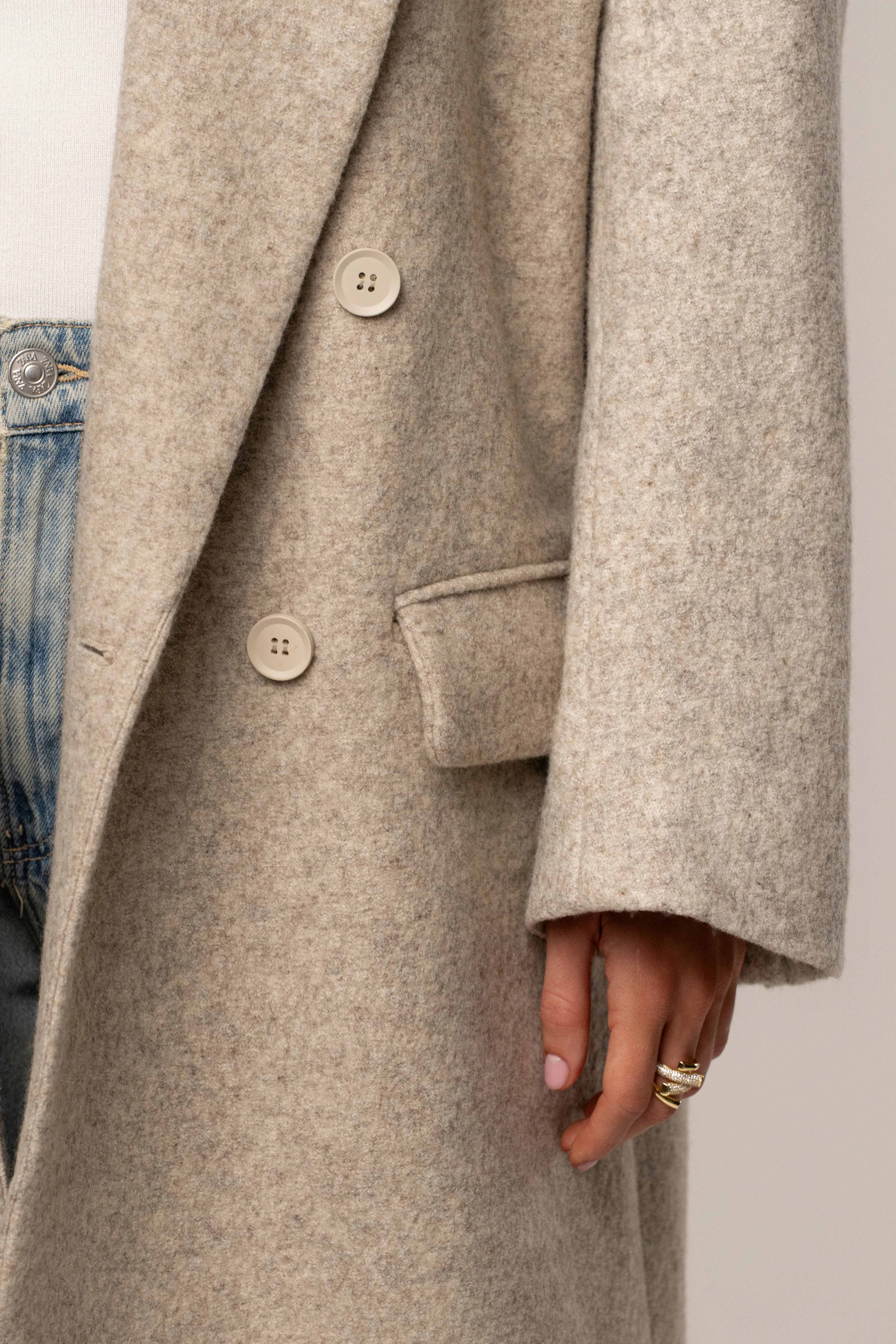 Beige Oversize Double Breasted Coat - Image 13