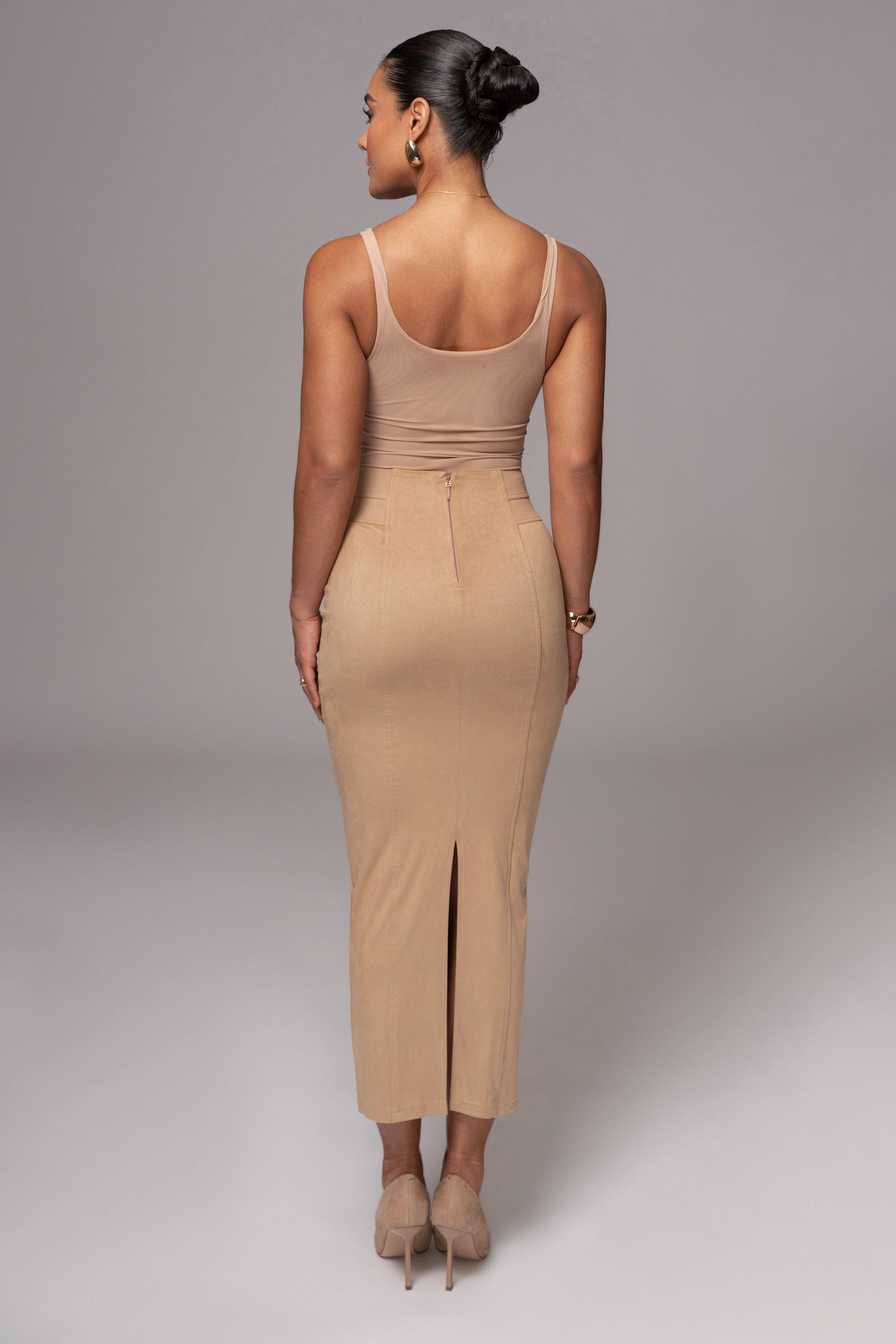 Beige Phoenix Suede Skirt - Image 11