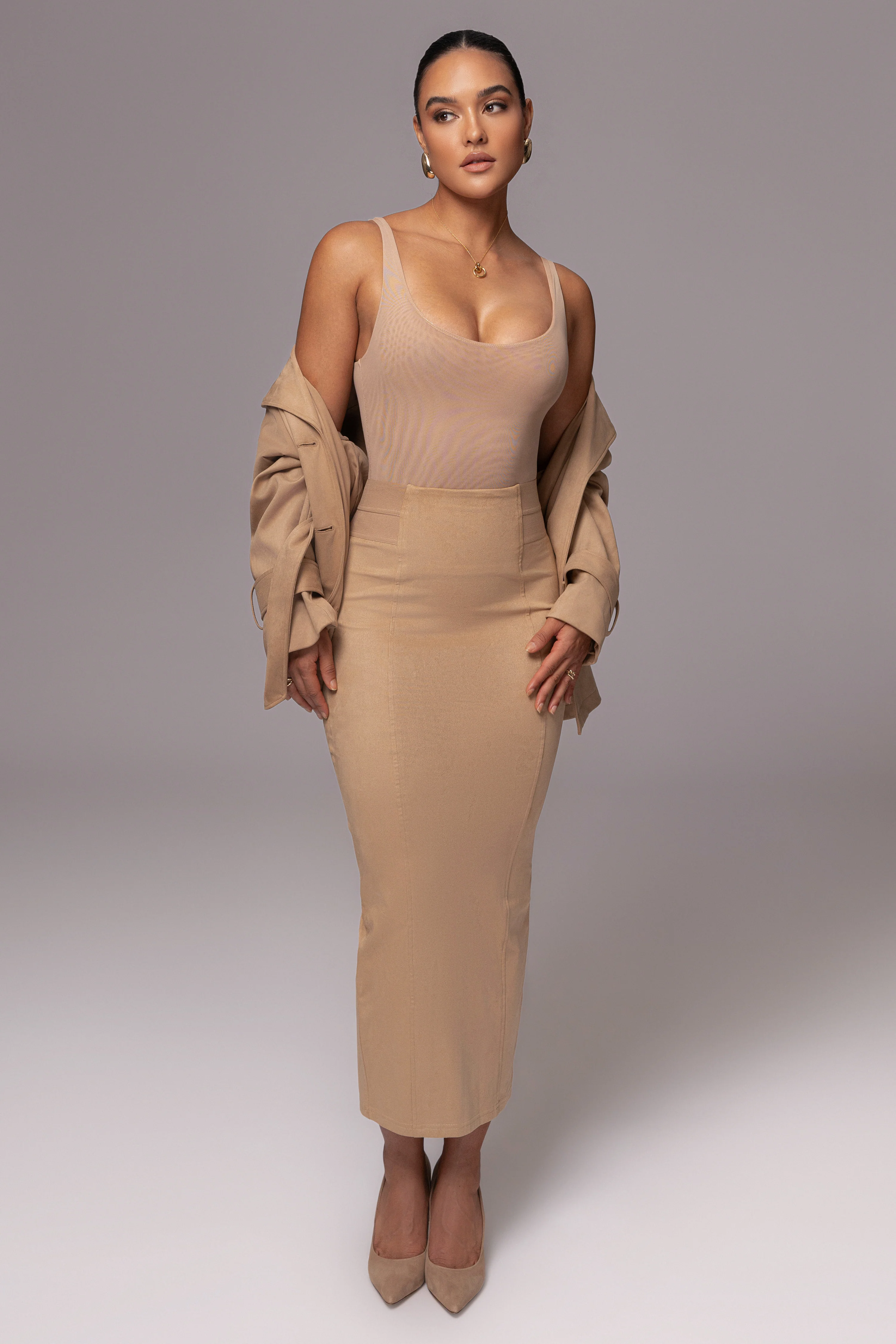 Beige Phoenix Suede Skirt - Image 12