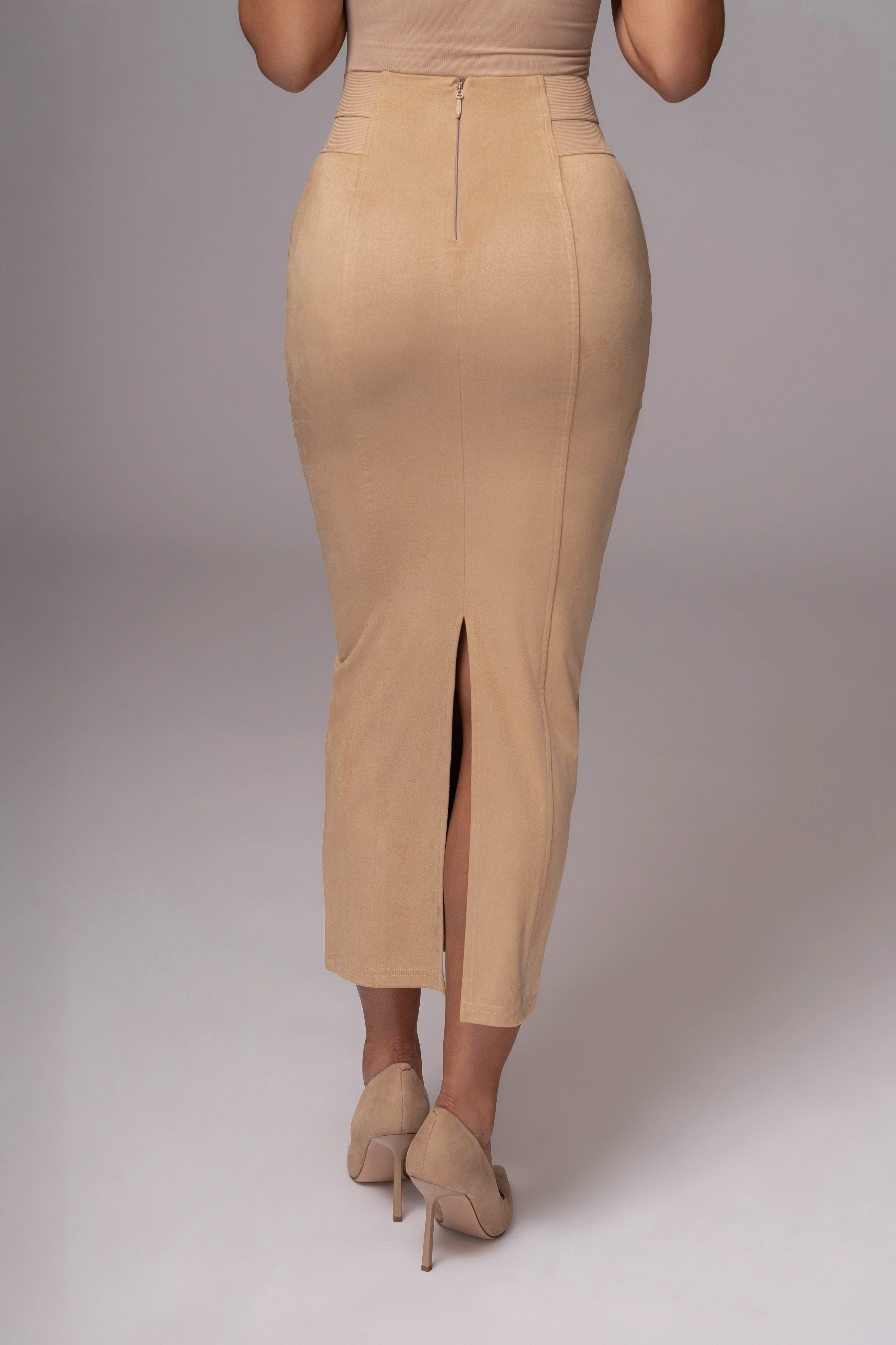 Beige Phoenix Suede Skirt - Image 2