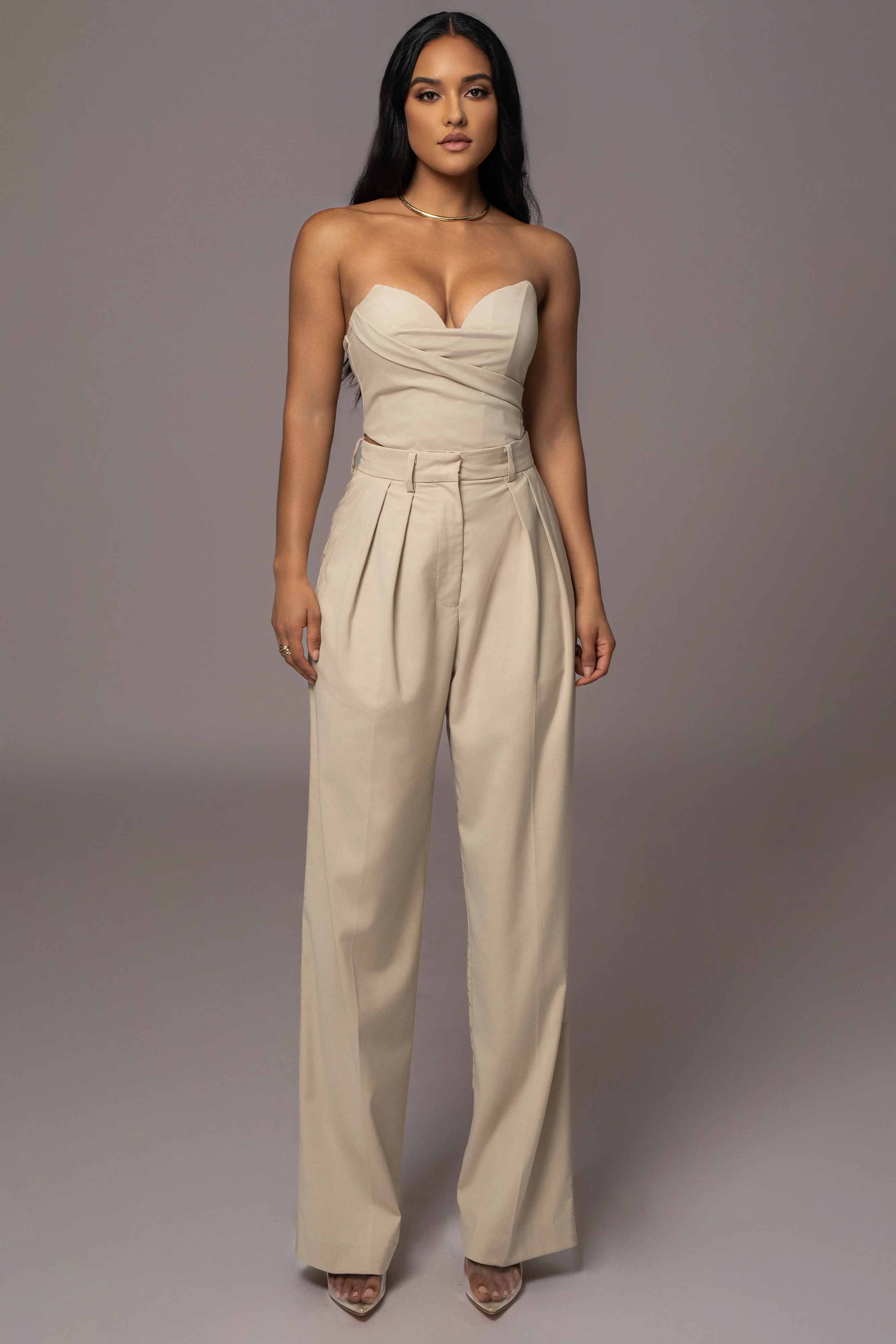 Beige Power Hour High Waist Trousers - Image 3