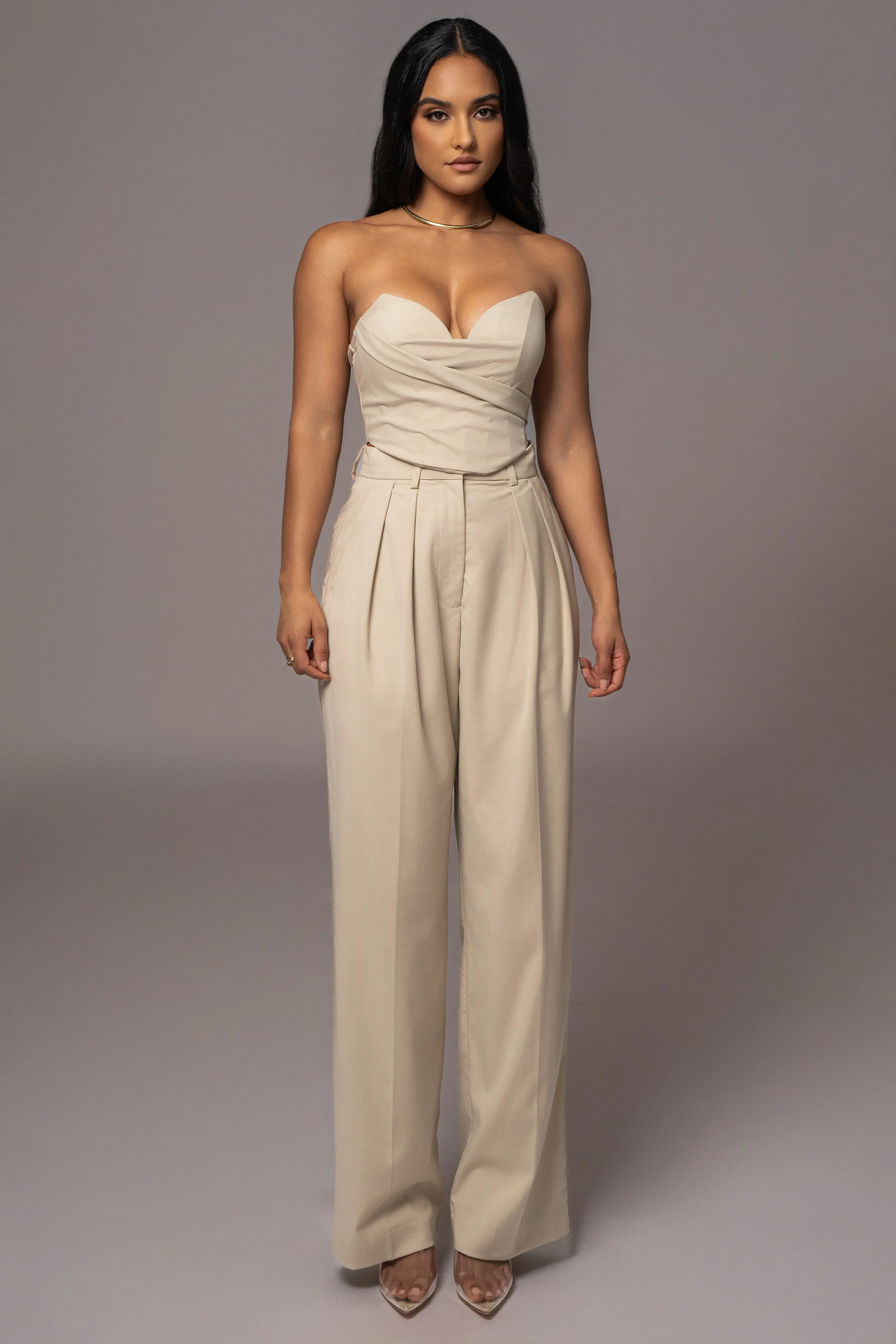 Beige Power Hour High Waist Trousers - Image 4