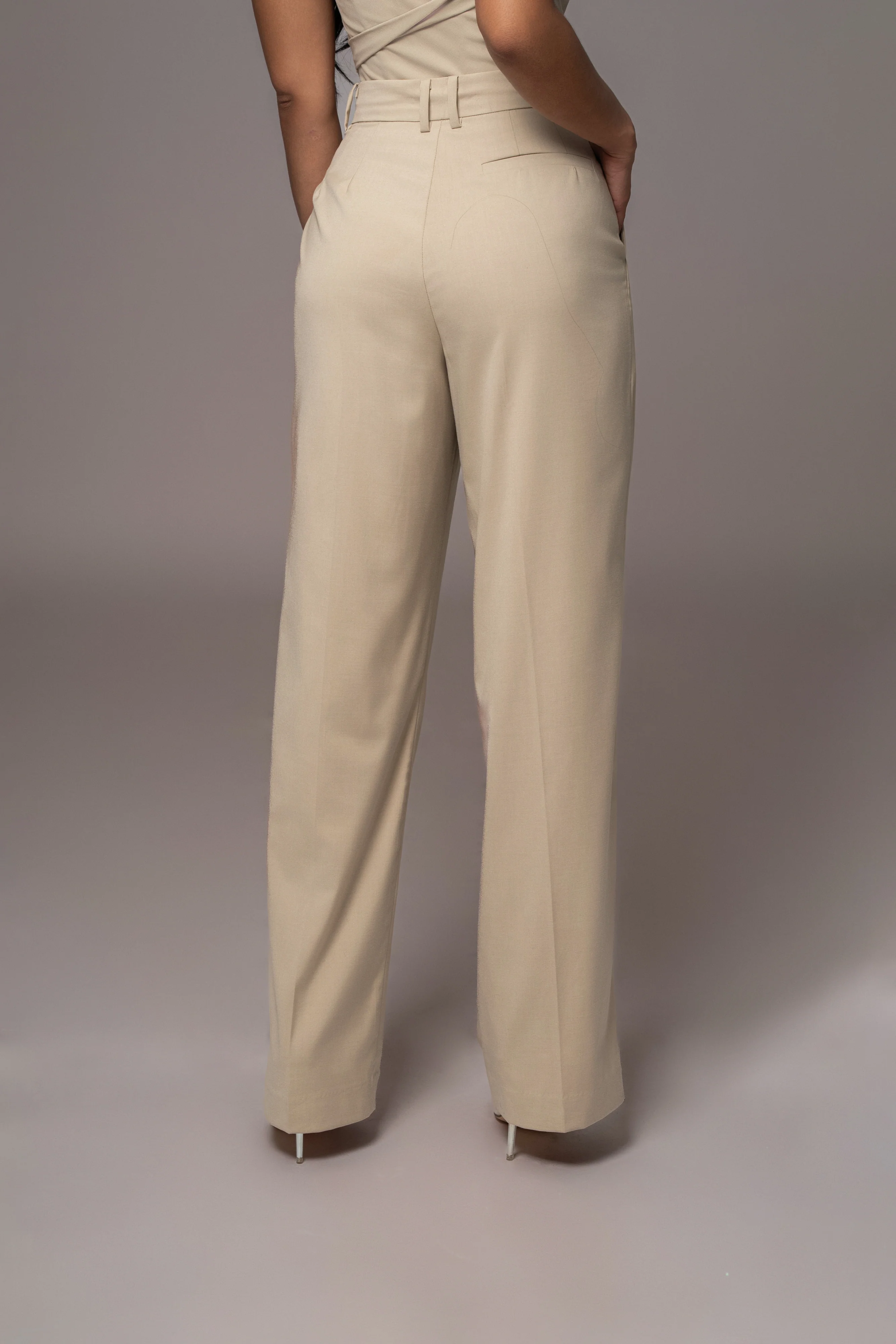 Beige Power Hour High Waist Trousers - Image 7