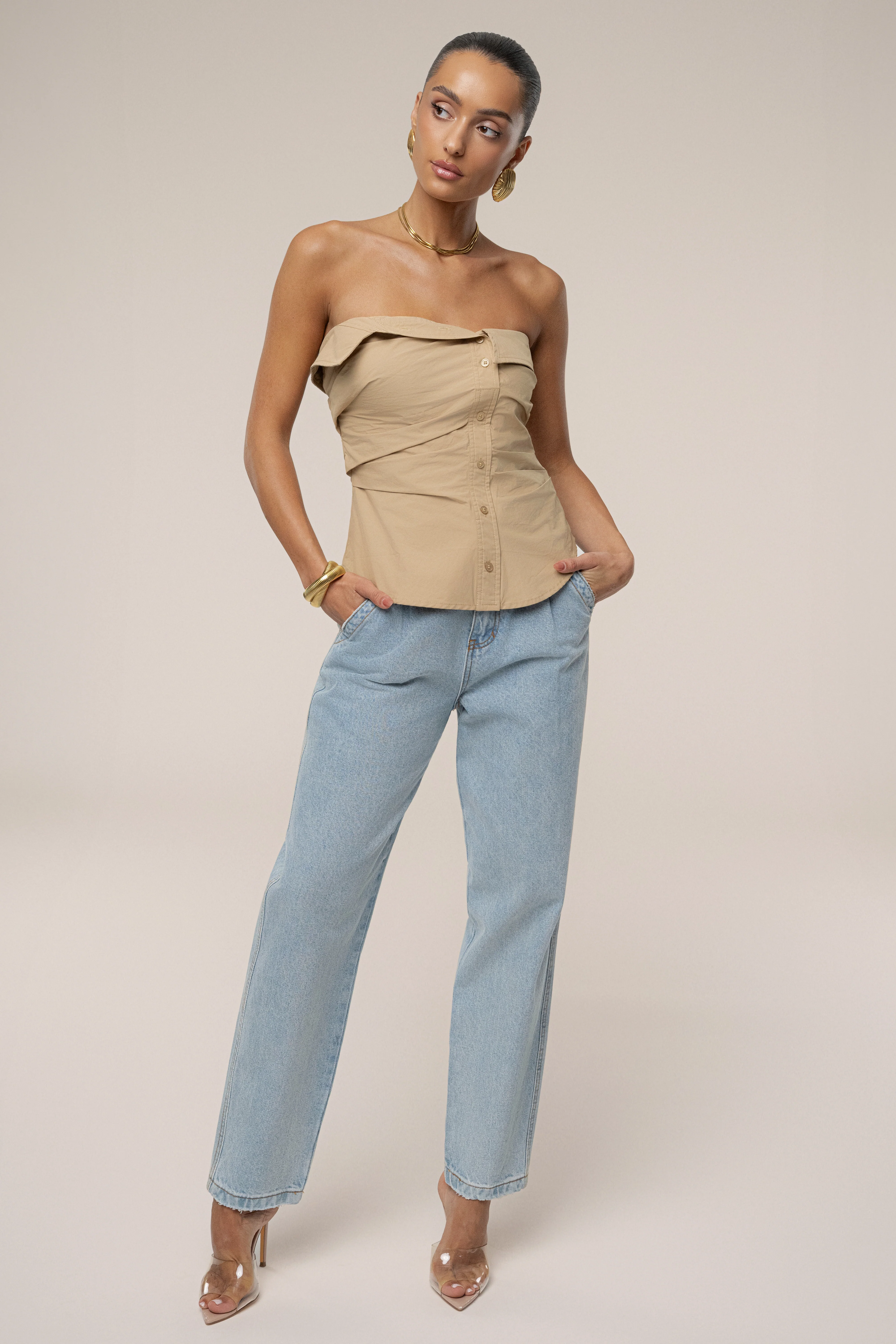Beige Riviera Fold Over Top - Image 2