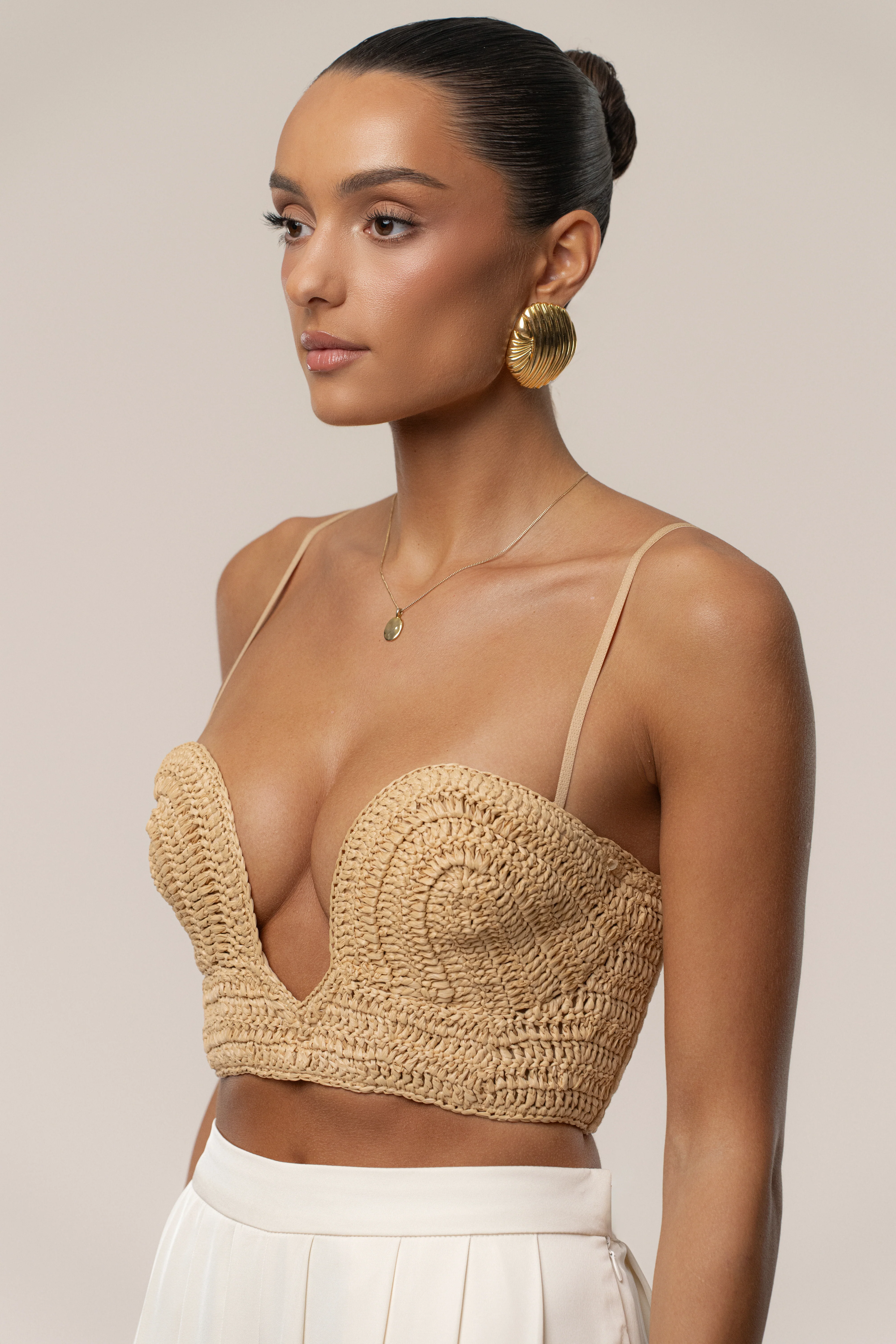 Beige Sail Away Texture Bustier - Image 10
