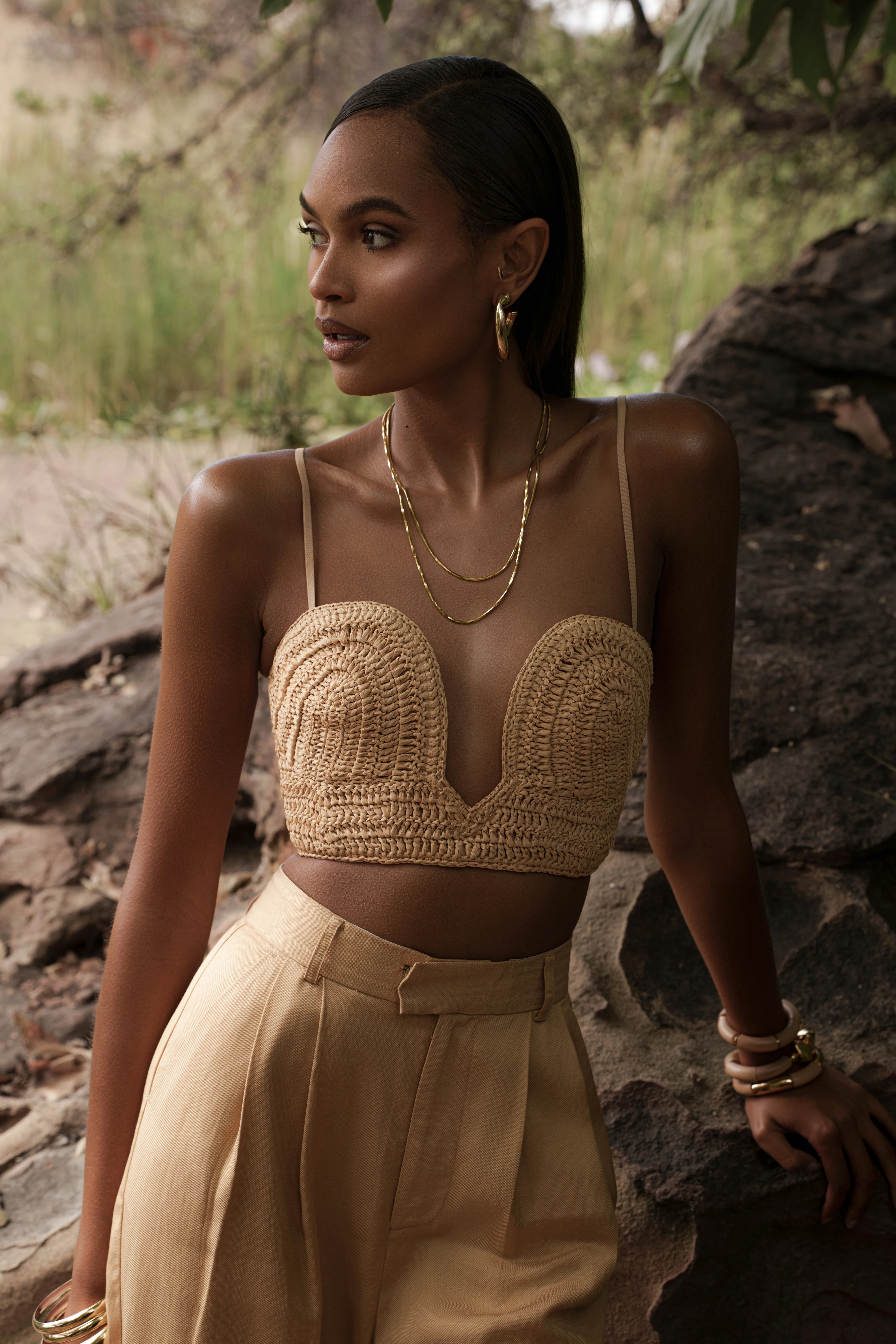 Beige Sail Away Texture Bustier - Image 2