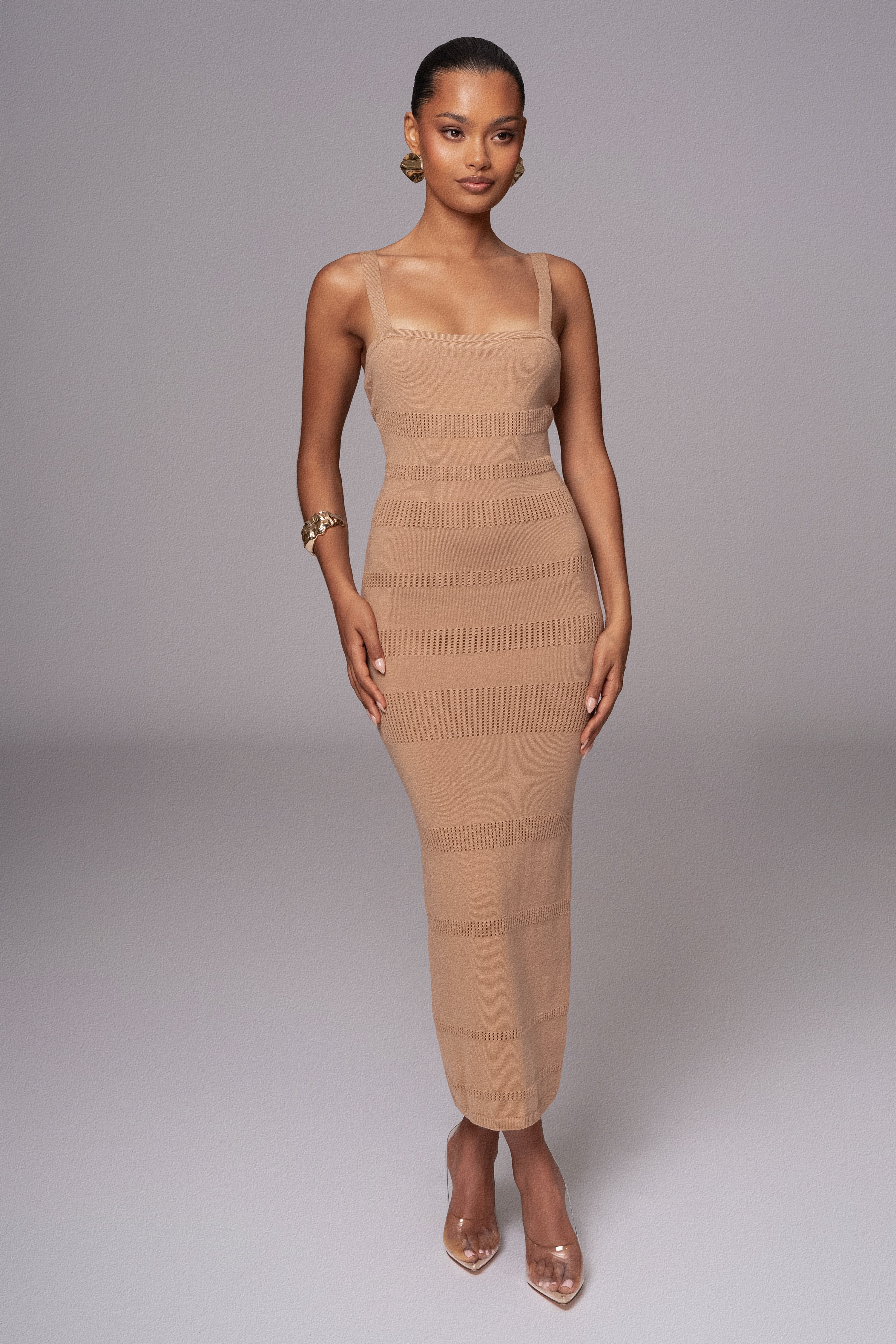 Beige Sandy Shores Knit Midi Dress - Image 3