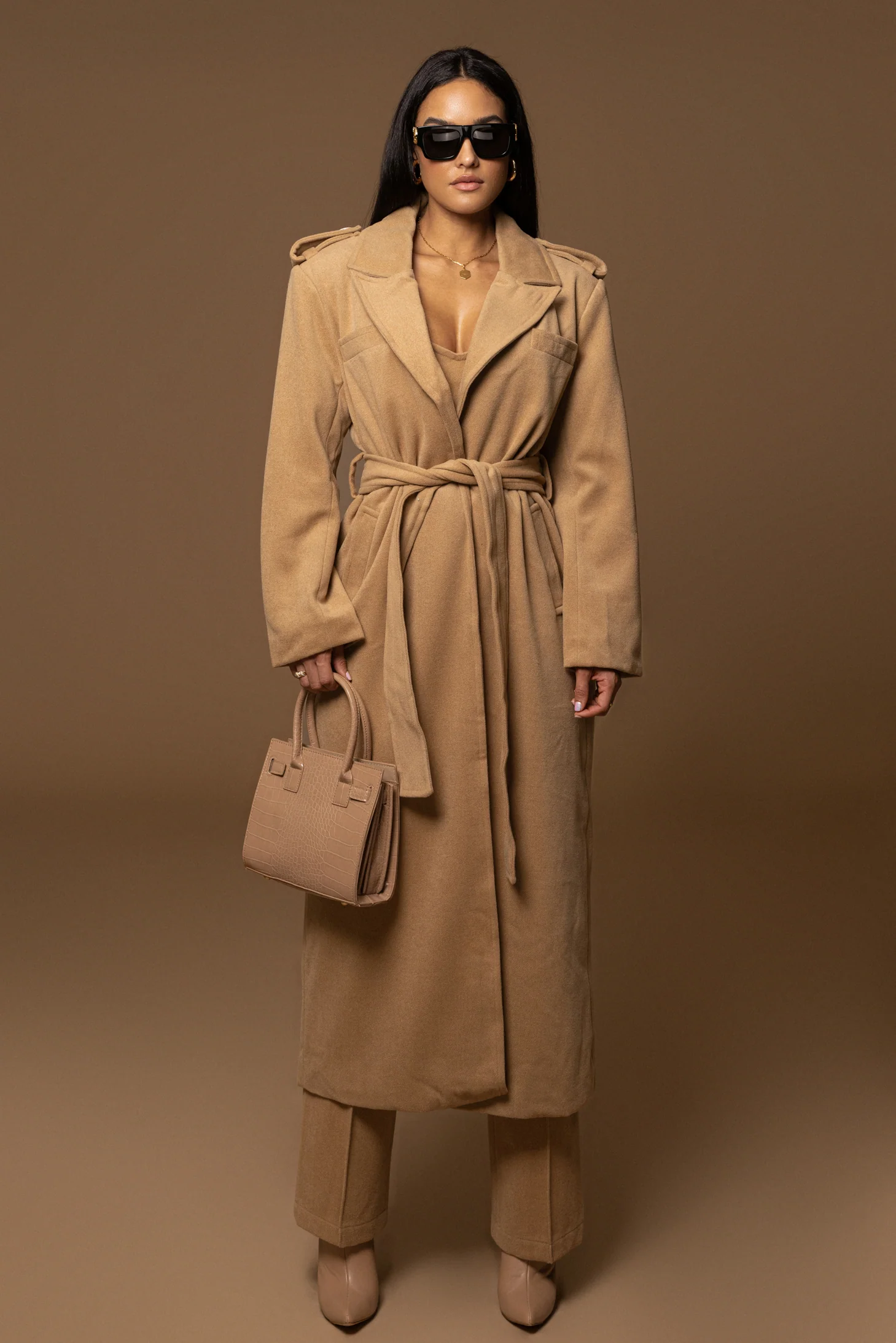 Beige SAVANNAH BELTED COAT - Image 4