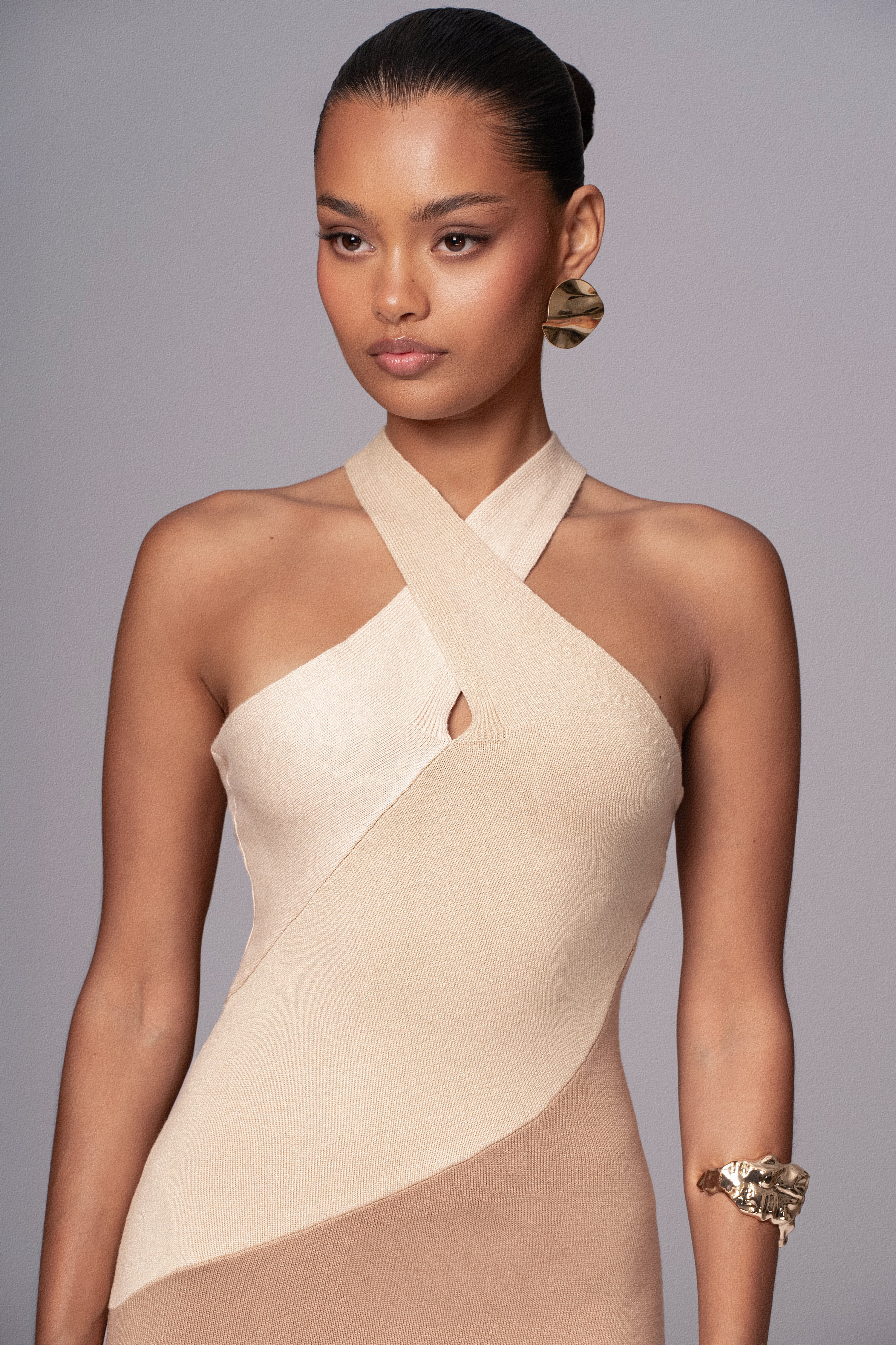 Beige Steph Halter Maxi Dress - Image 2
