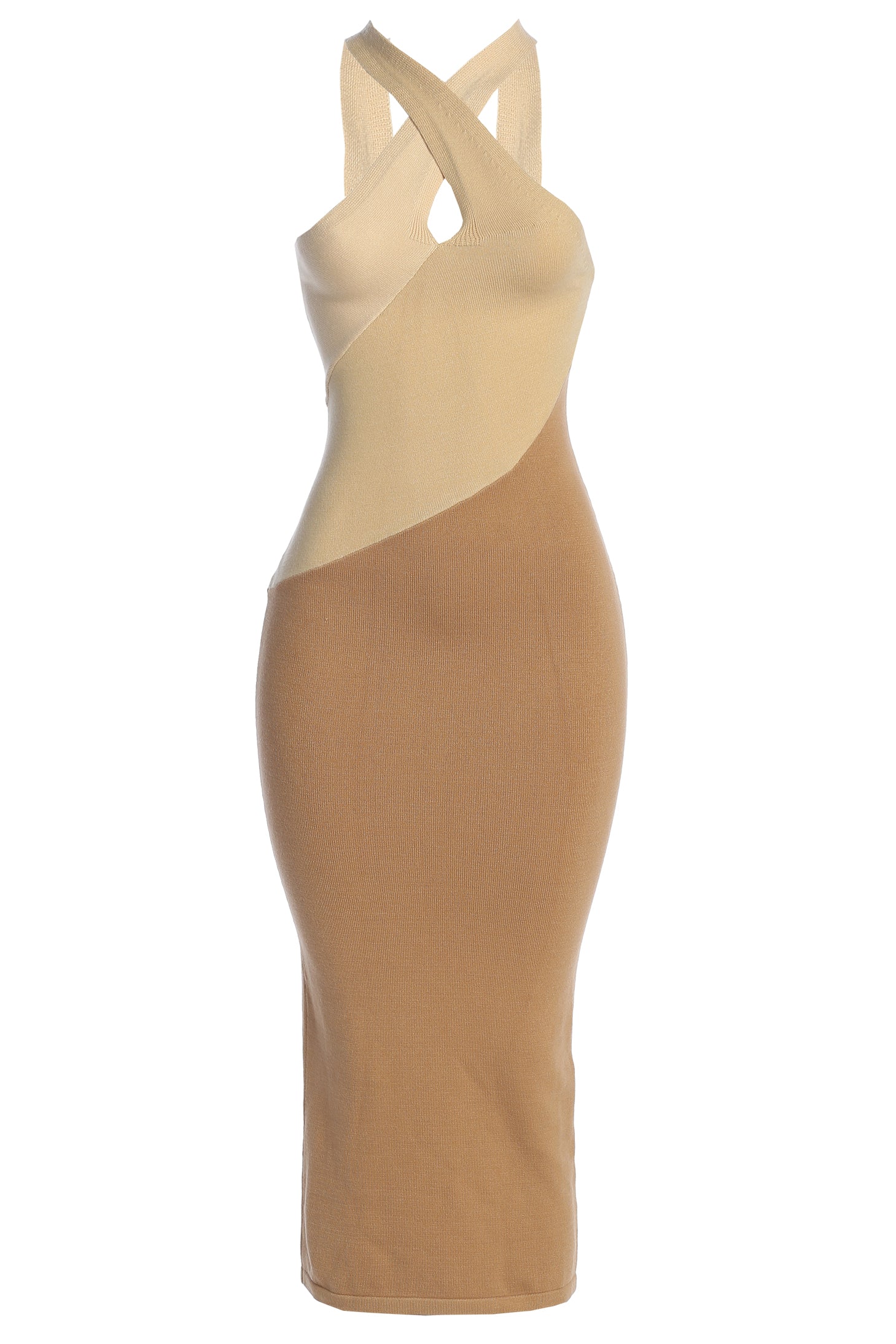 Beige Steph Halter Maxi Dress - Image 3