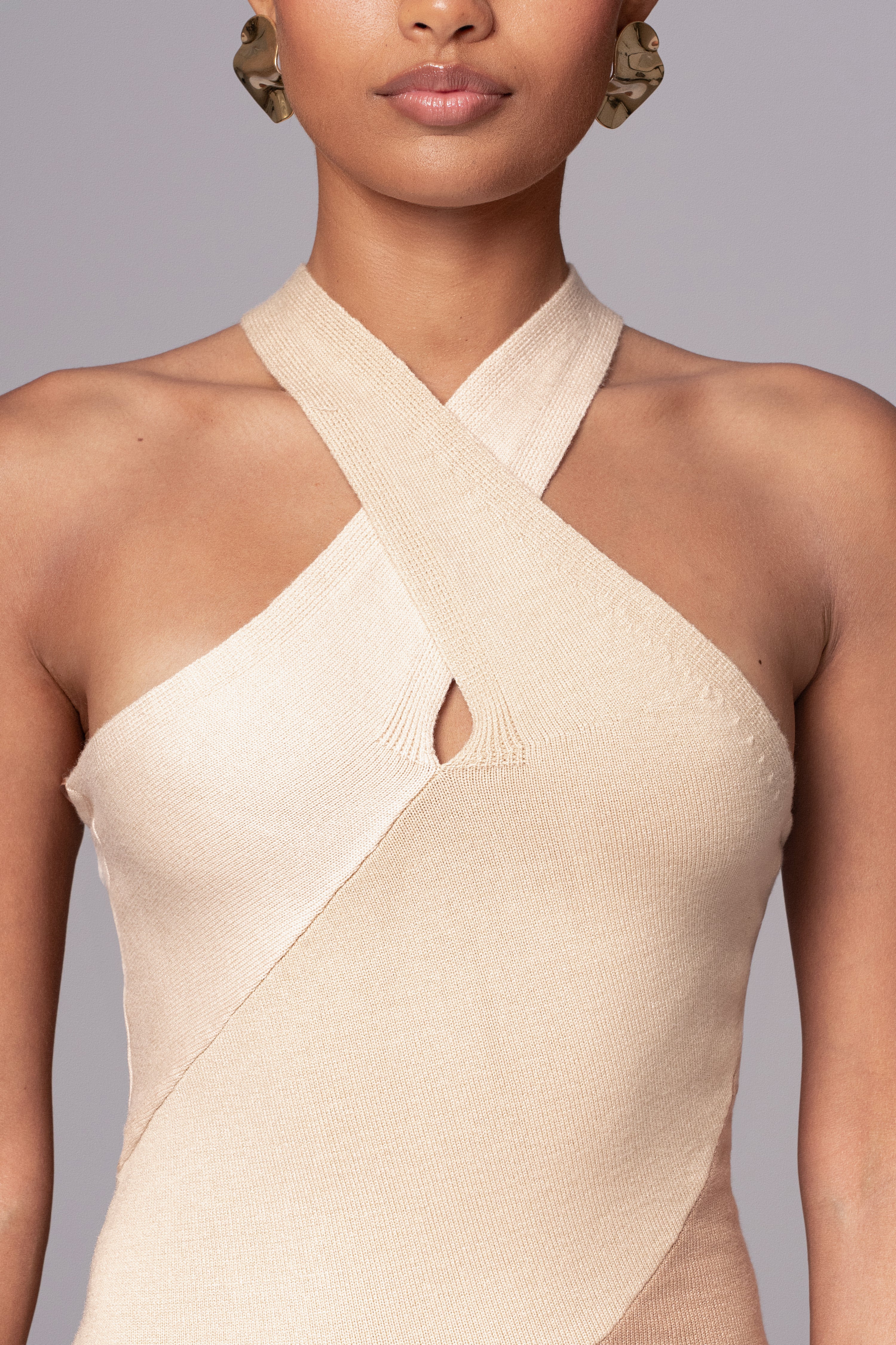 Beige Steph Halter Maxi Dress - Image 5