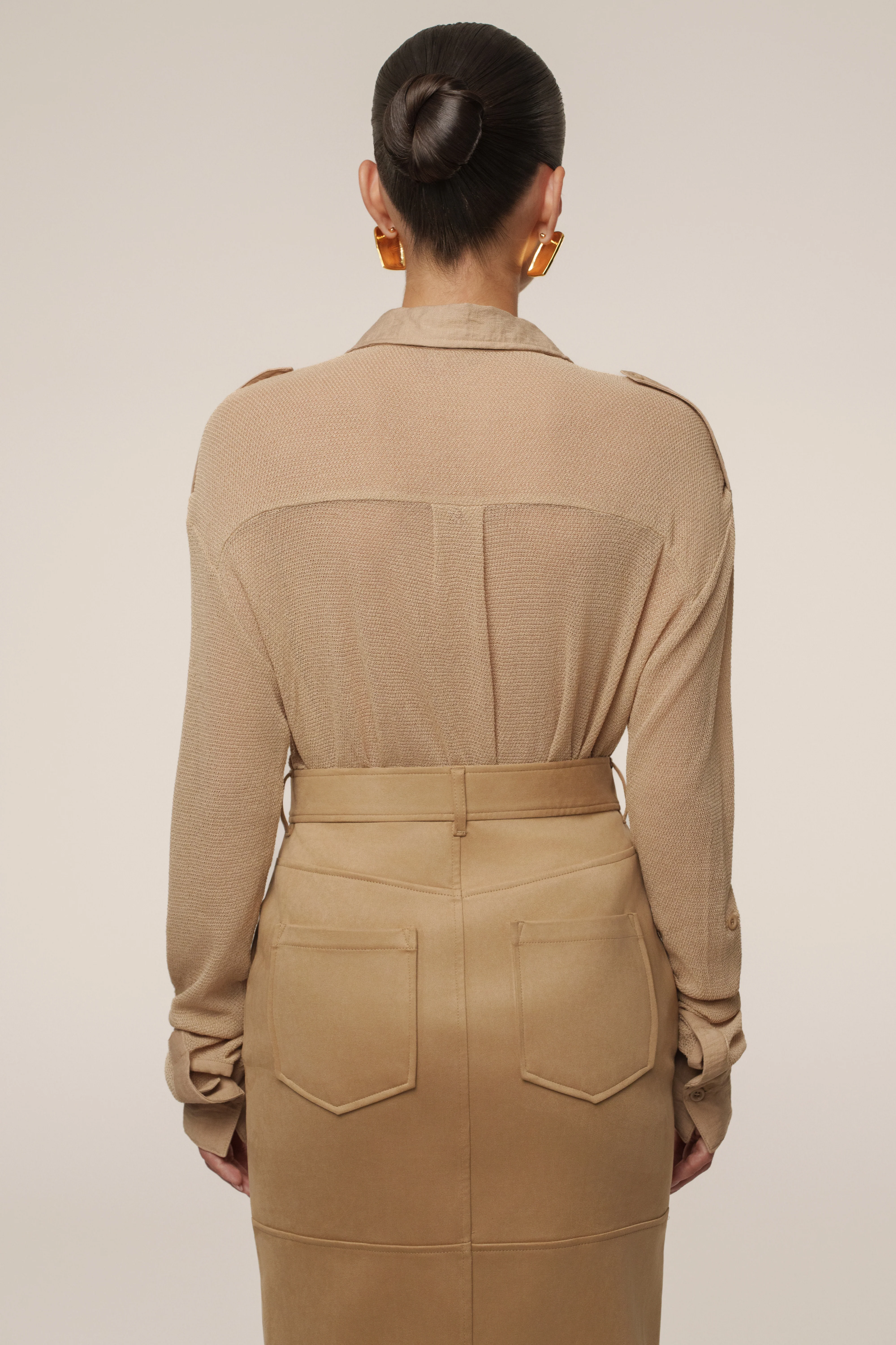 Beige Sway Sheer Button Up Top - Image 12