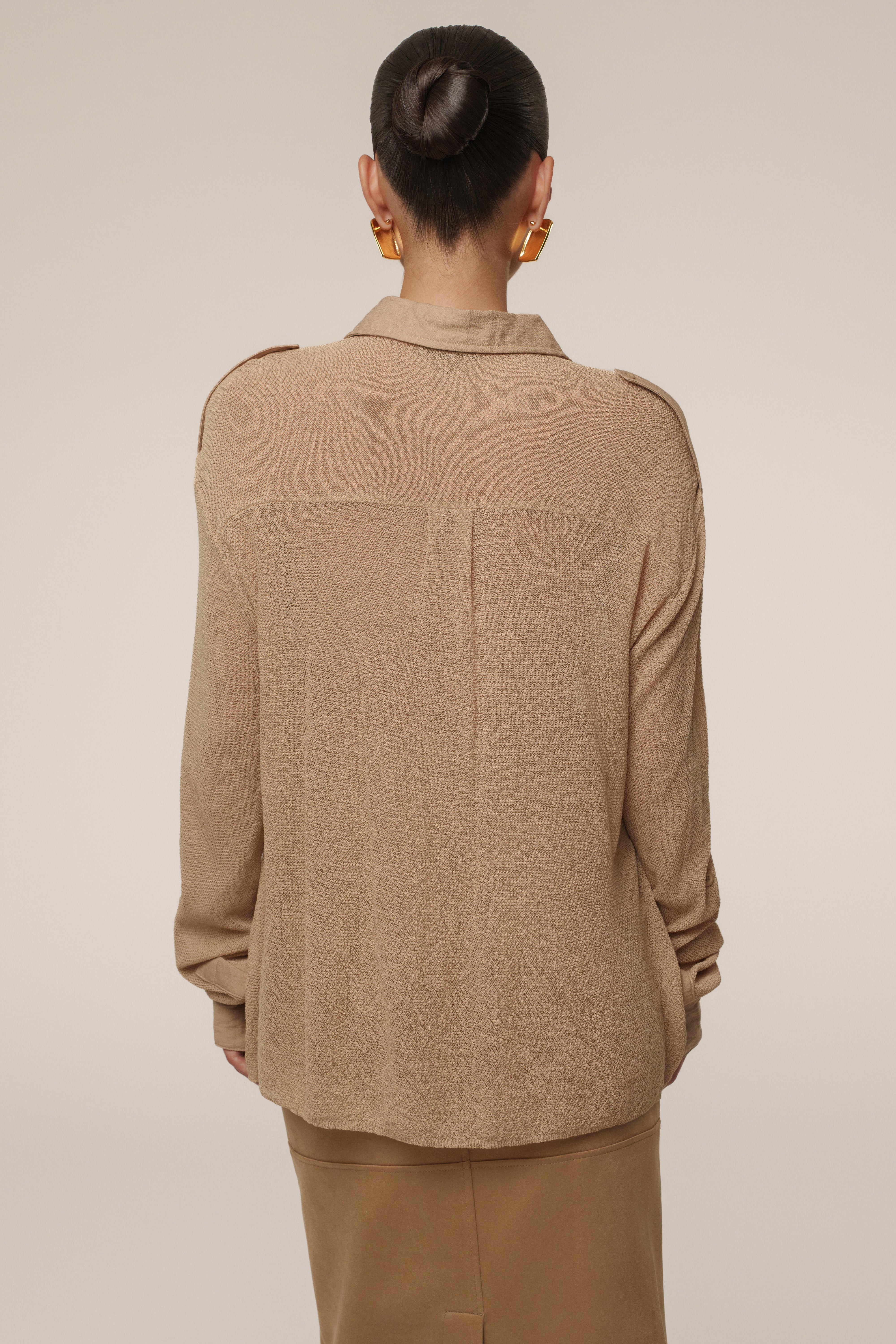 Beige Sway Sheer Button Up Top - Image 13