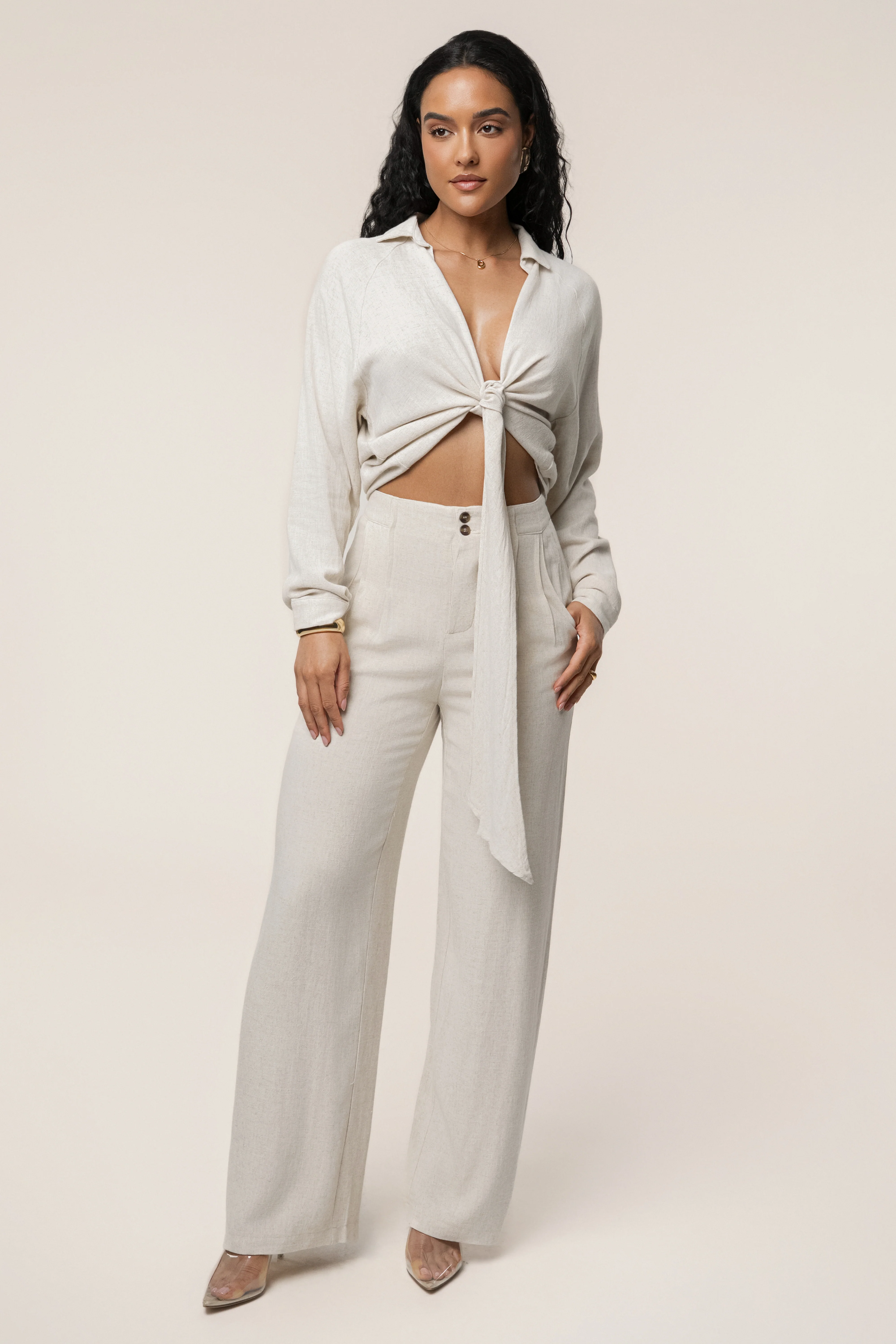 Beige Thea Linen Pants - Image 4