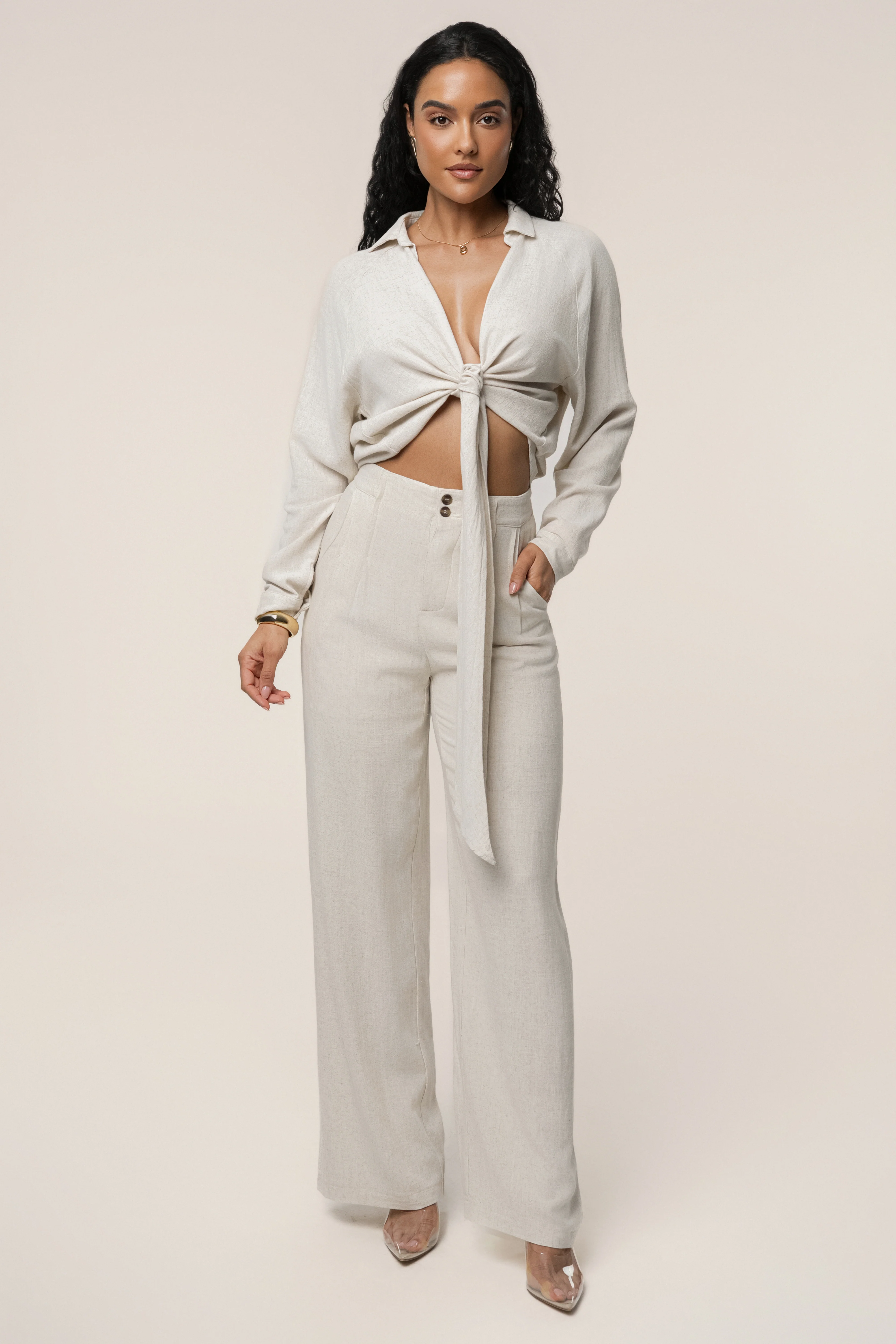 Beige Thea Linen Pants - Image 8