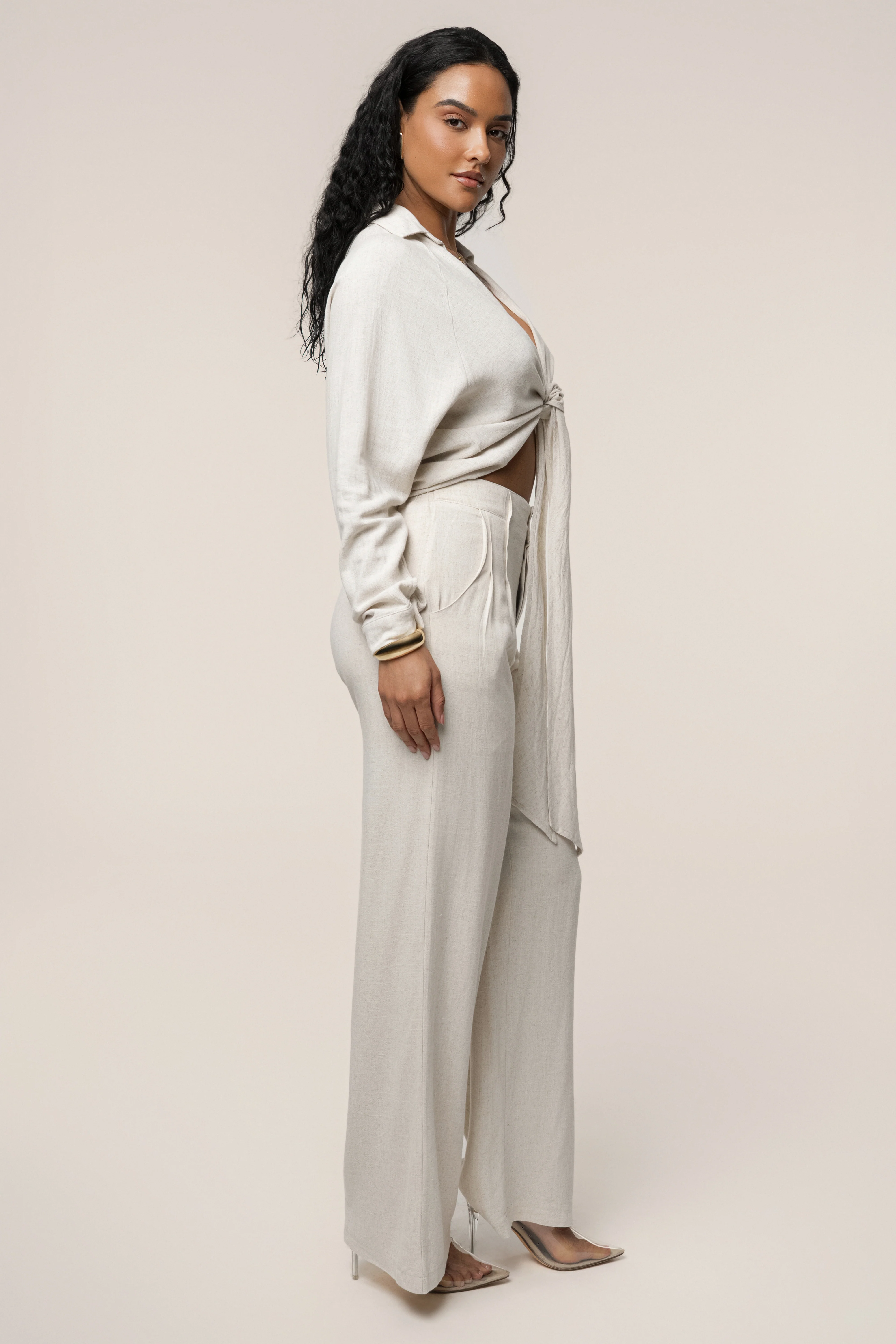 Beige Thea Linen Pants - Image 9