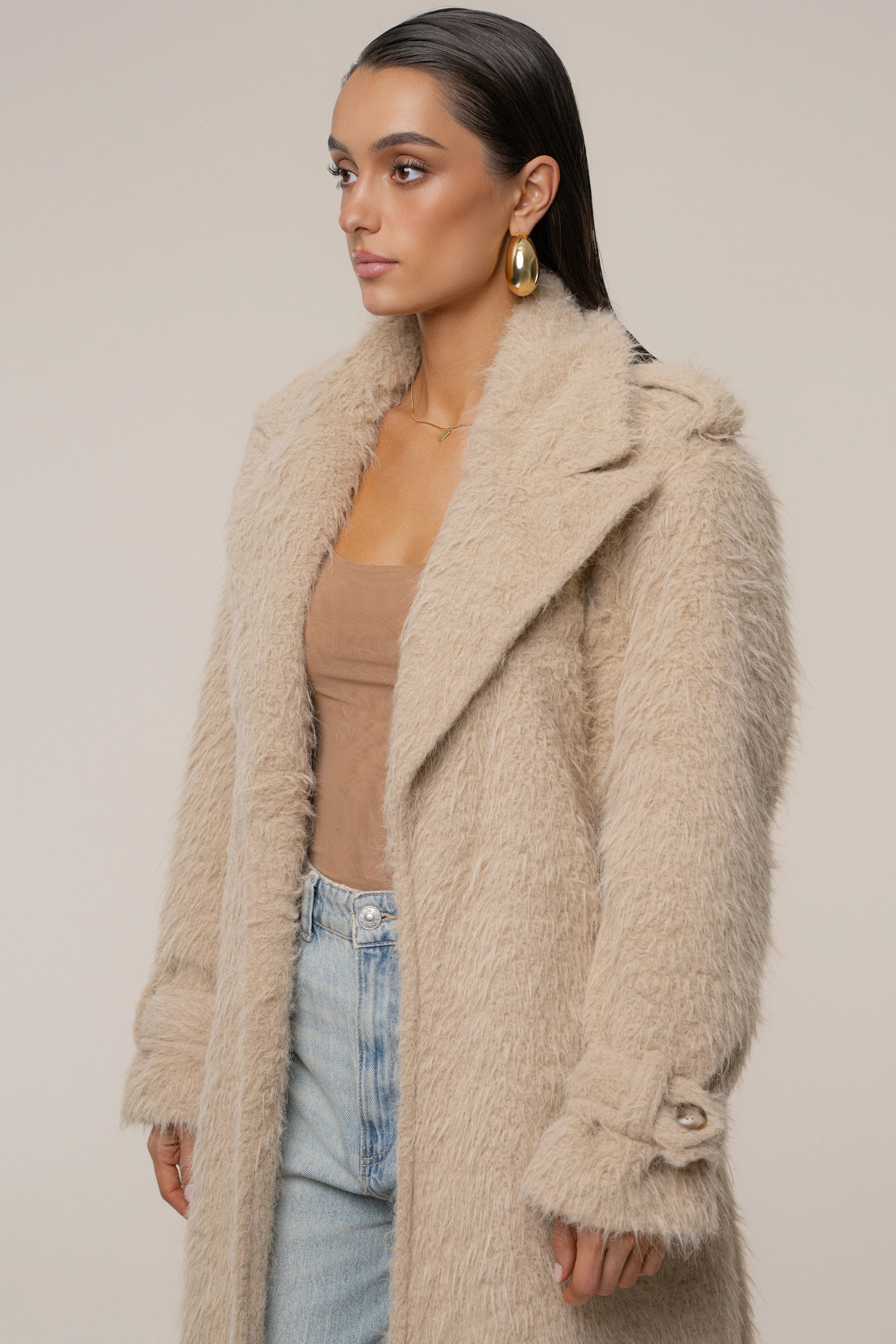 Beige Warm Layers Oversize Coat - Image 9