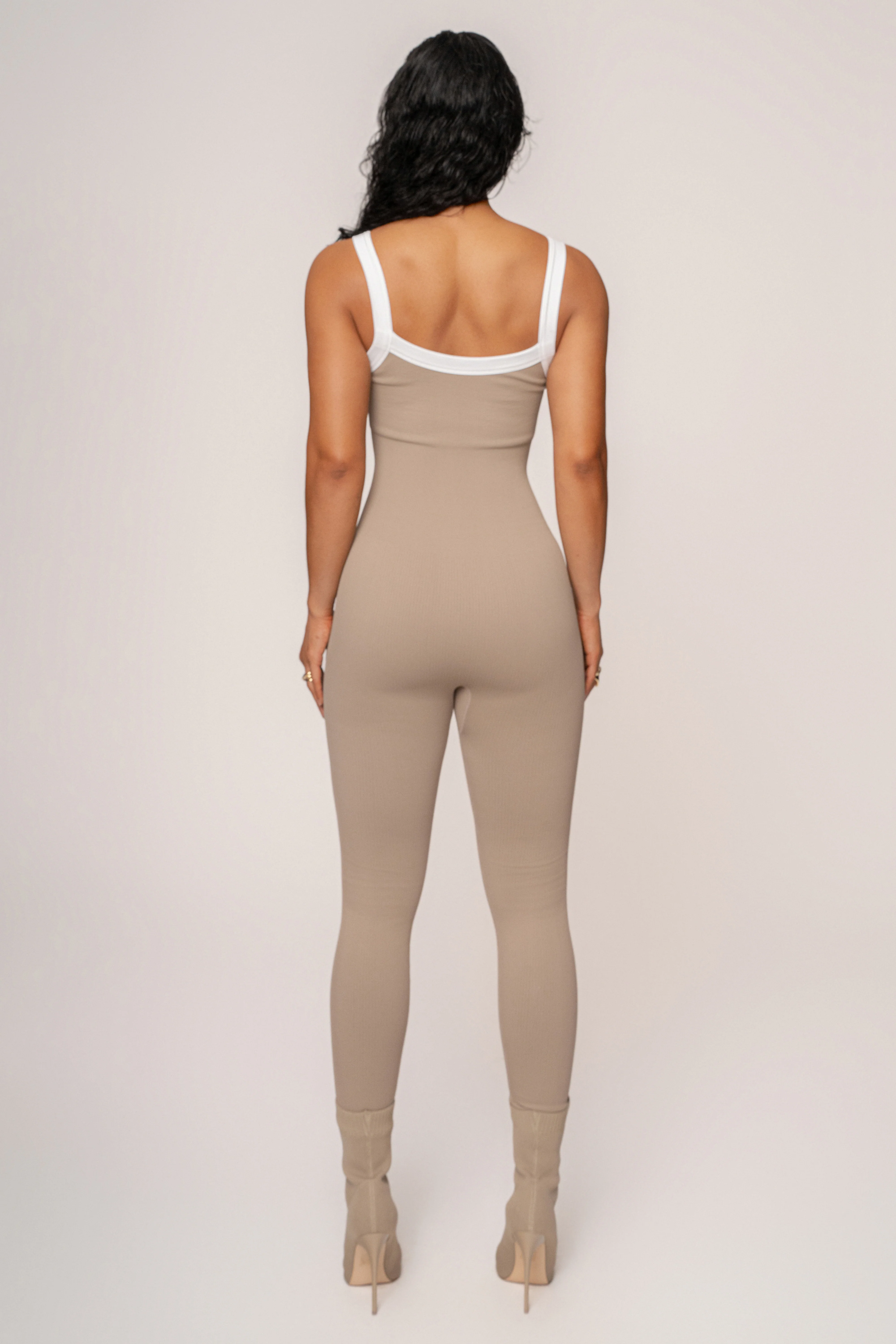 Beige/White Core Ribbed Jumpsuit - Image 11