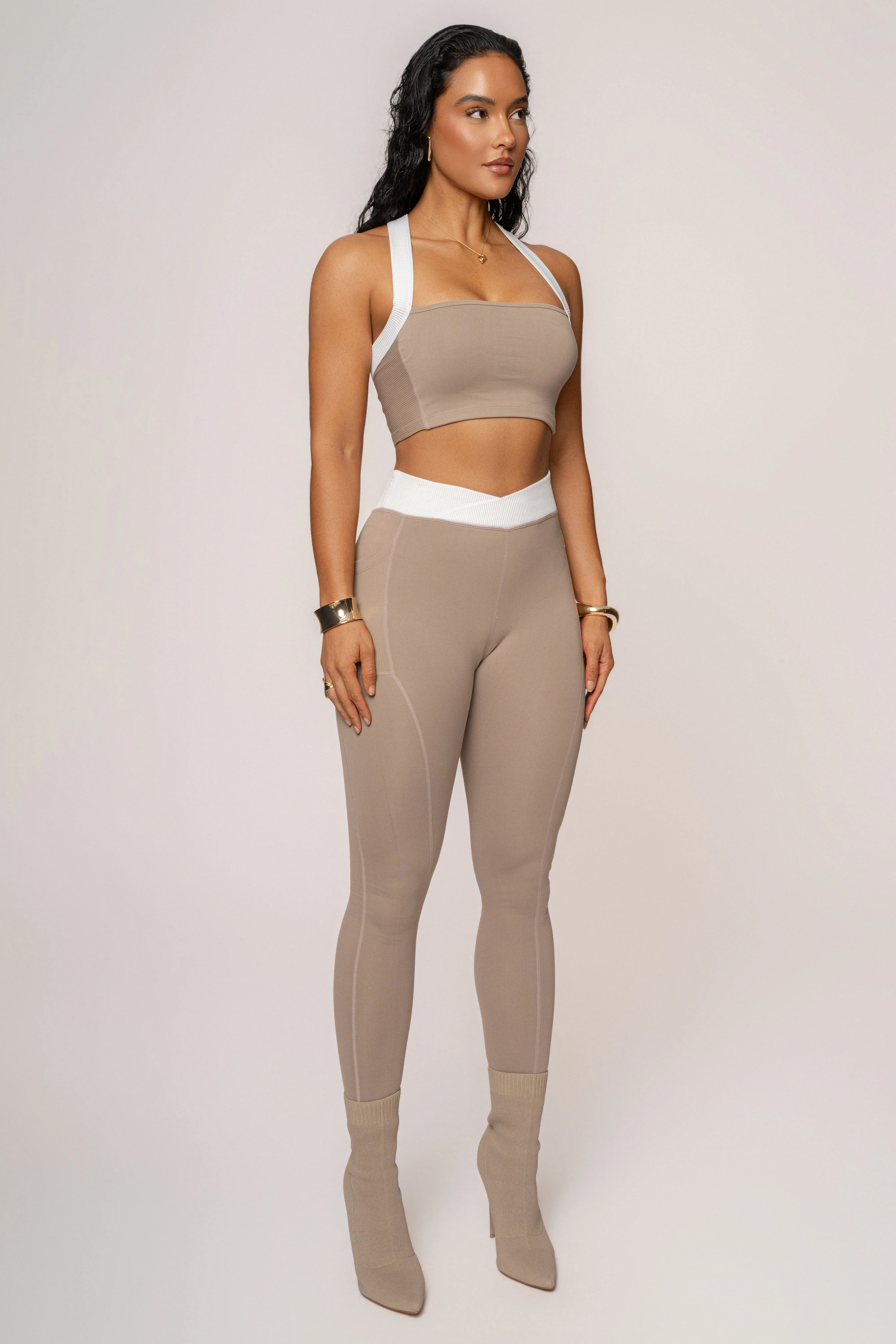 Beige/White Ultimate Ribbed Halter Top - Image 11