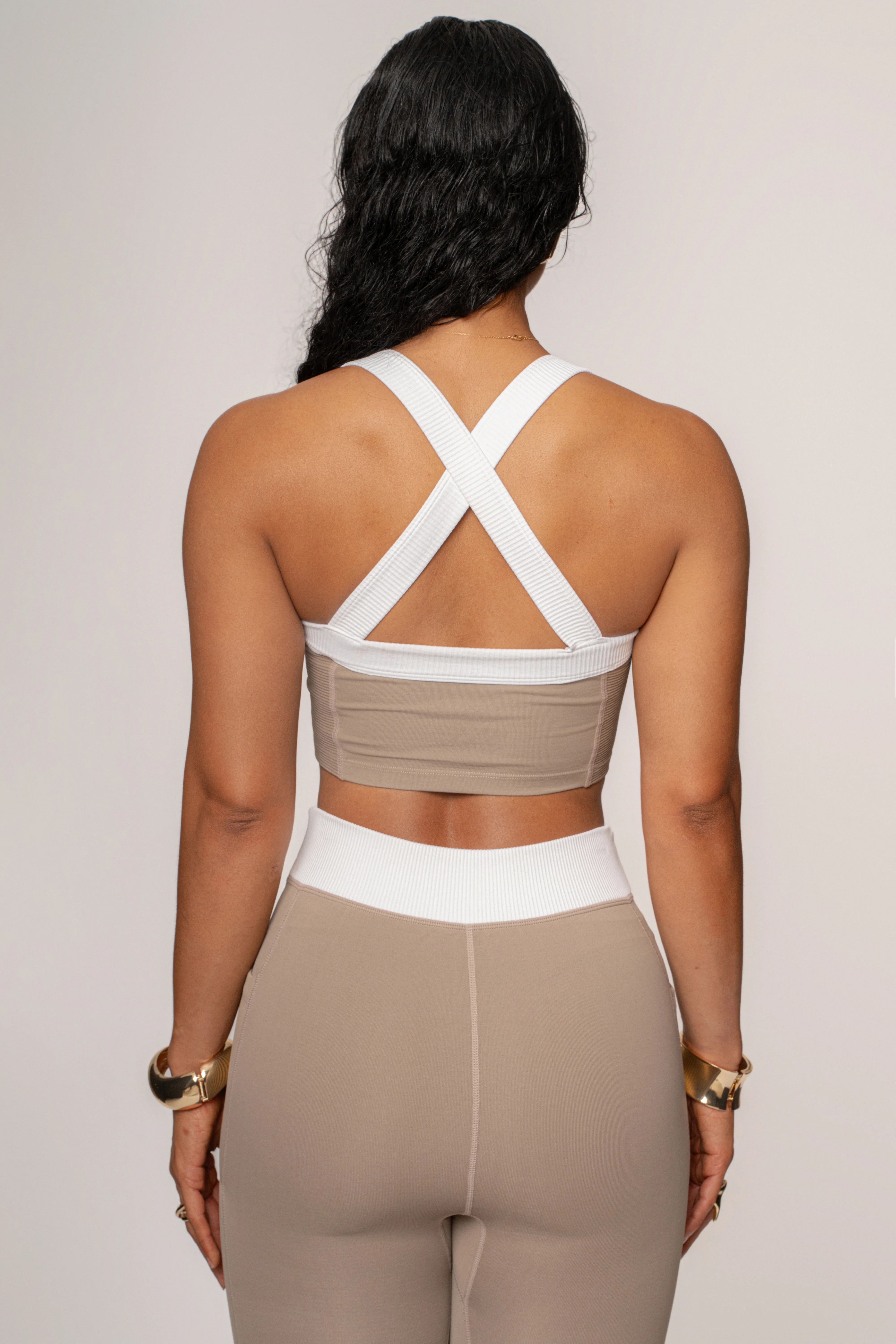 Beige/White Ultimate Ribbed Halter Top - Image 16