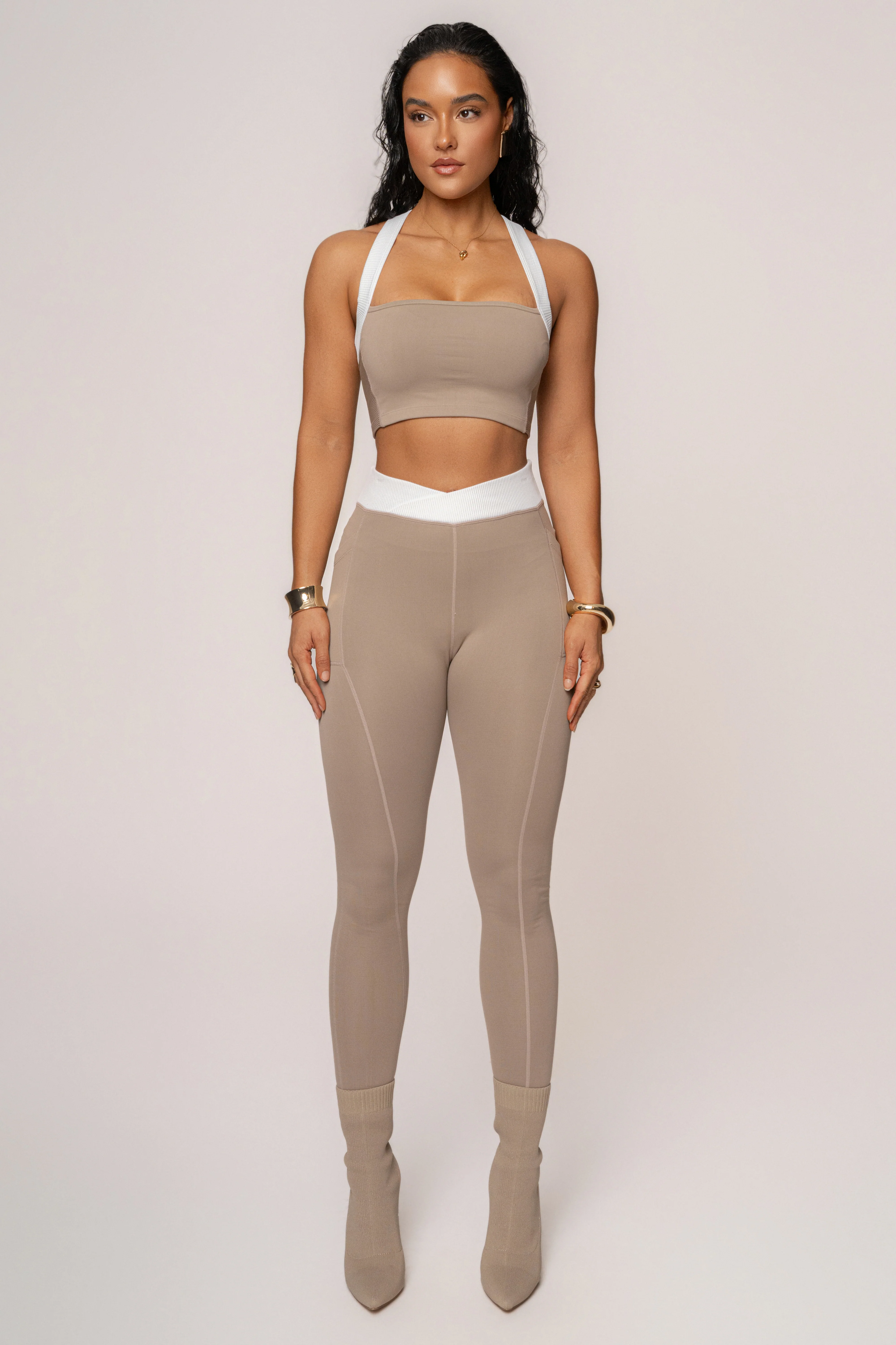 Beige/White Ultimate Ribbed Halter Top - Image 7