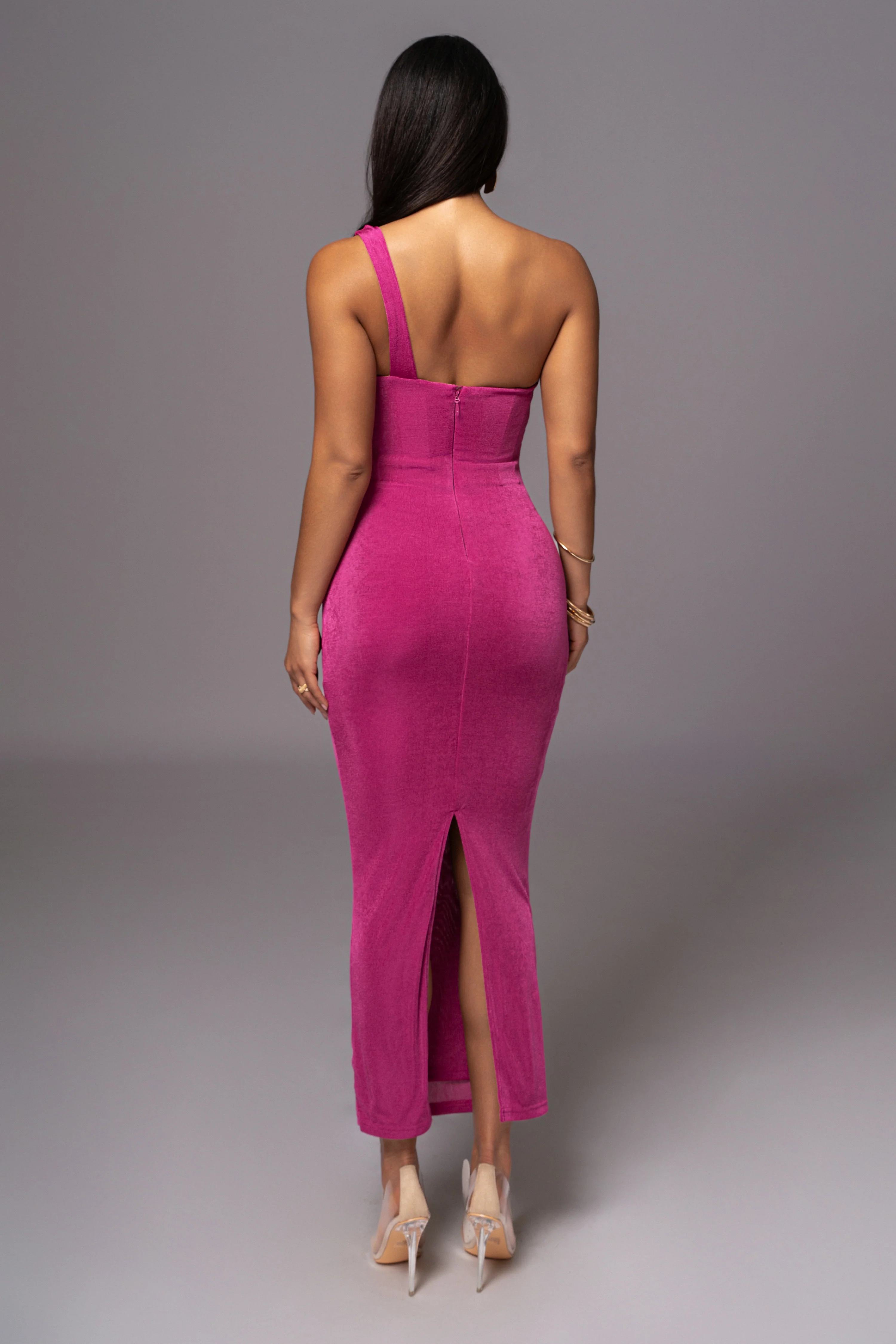 Berry Slinky Krishna One Shoulder Maxi Dress - Image 13