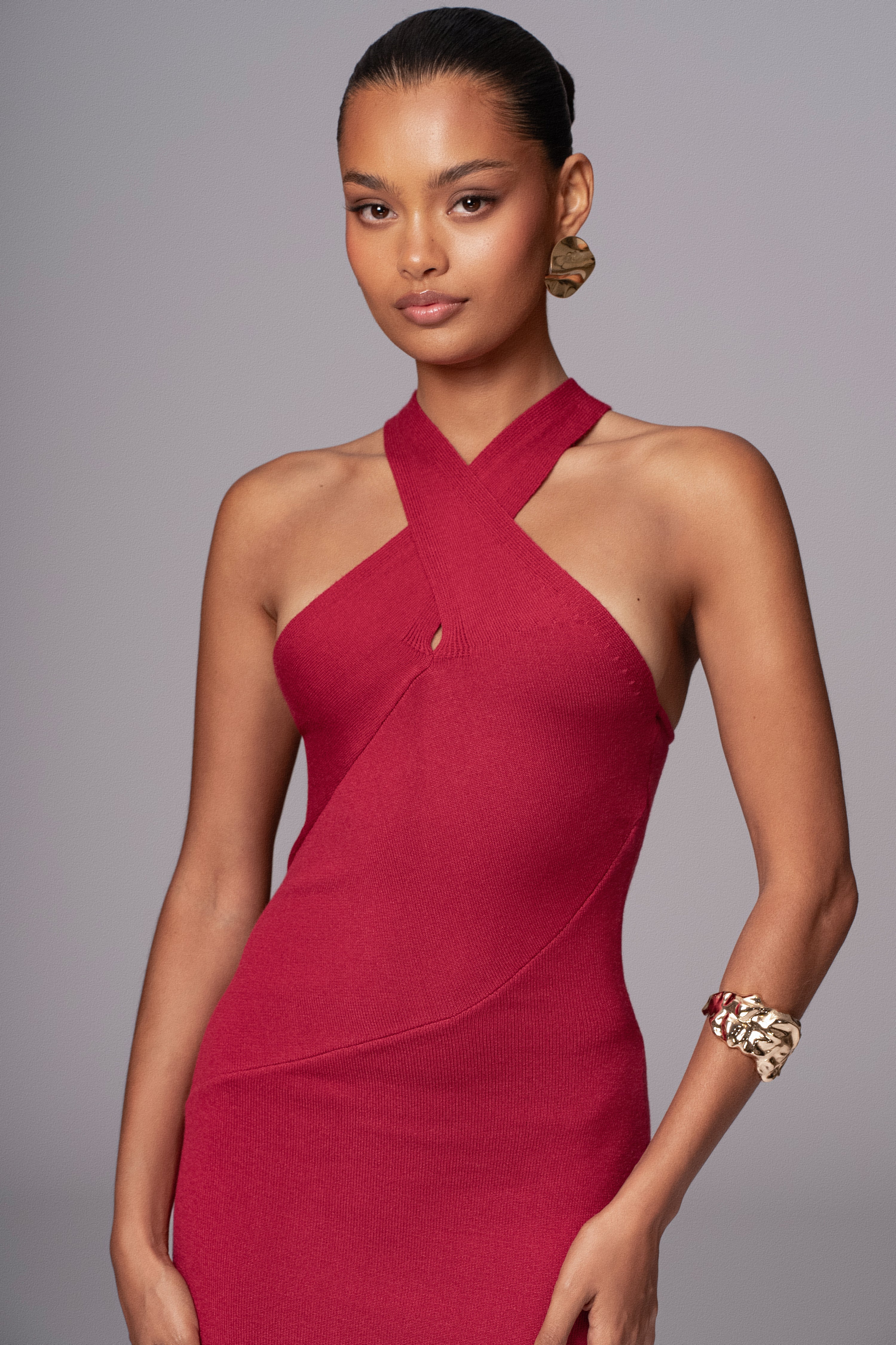 Berry Steph Halter Maxi Dress - Image 3