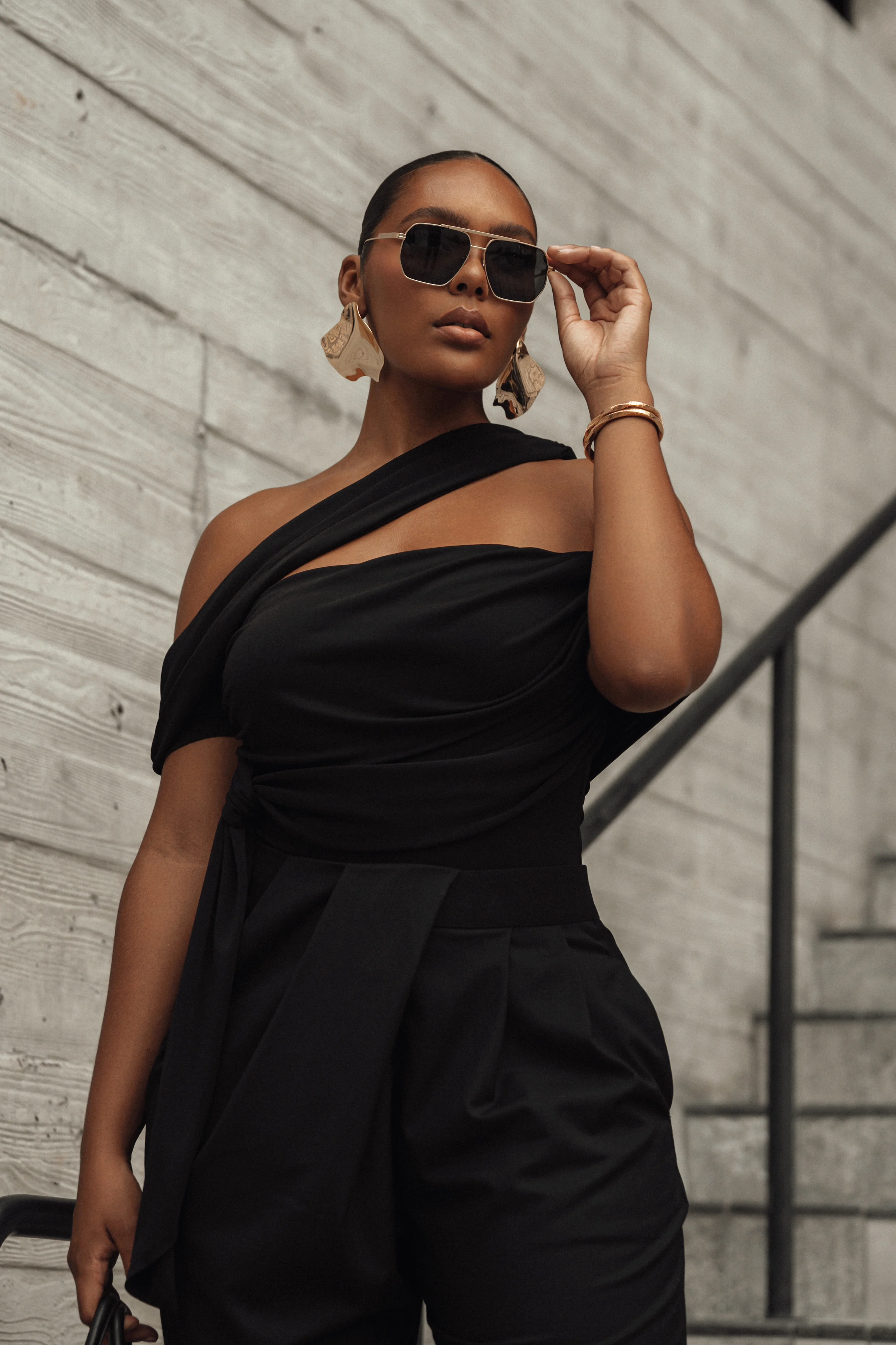 Black Above All Drape Bodysuit - Image 10
