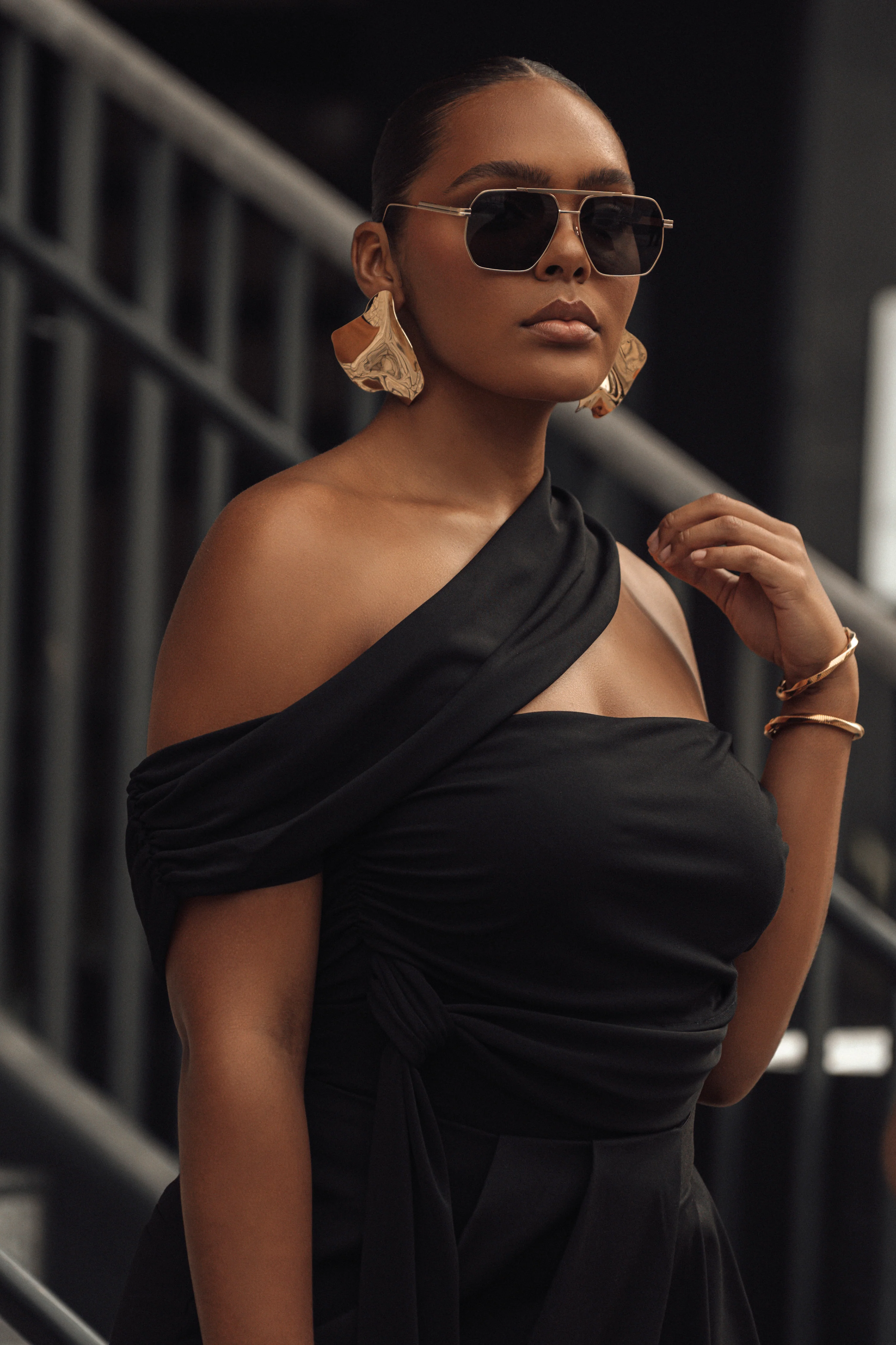 Black Above All Drape Bodysuit - Image 13