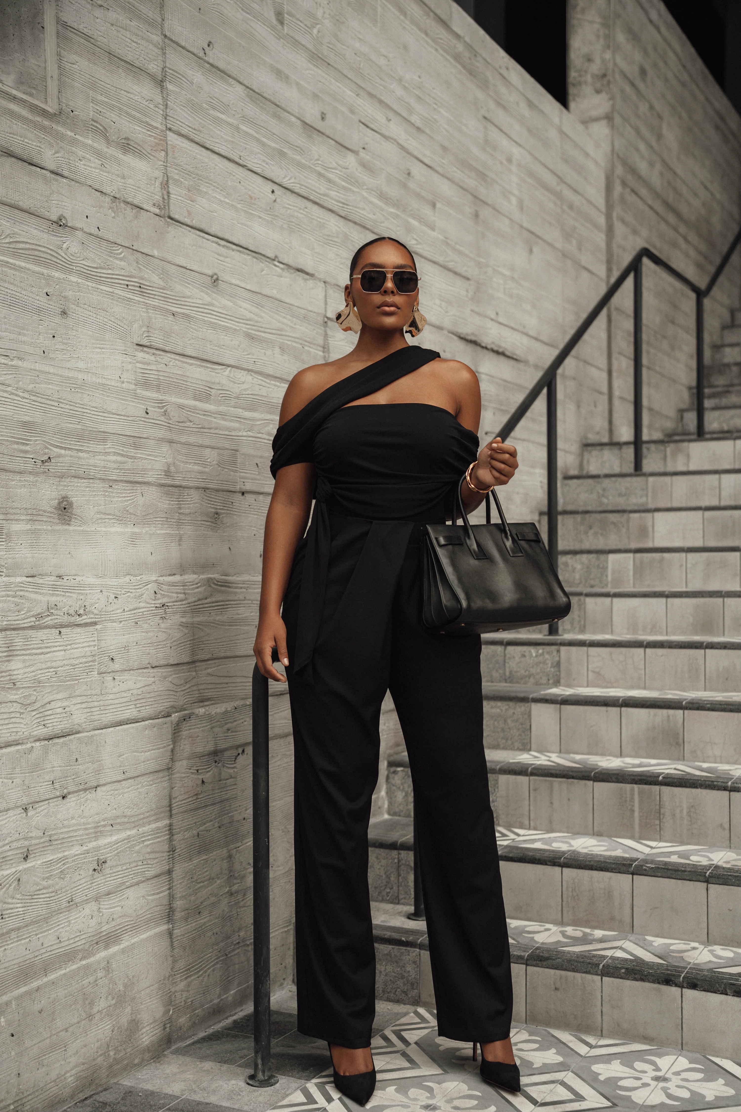Black Above All Drape Bodysuit - Image 14