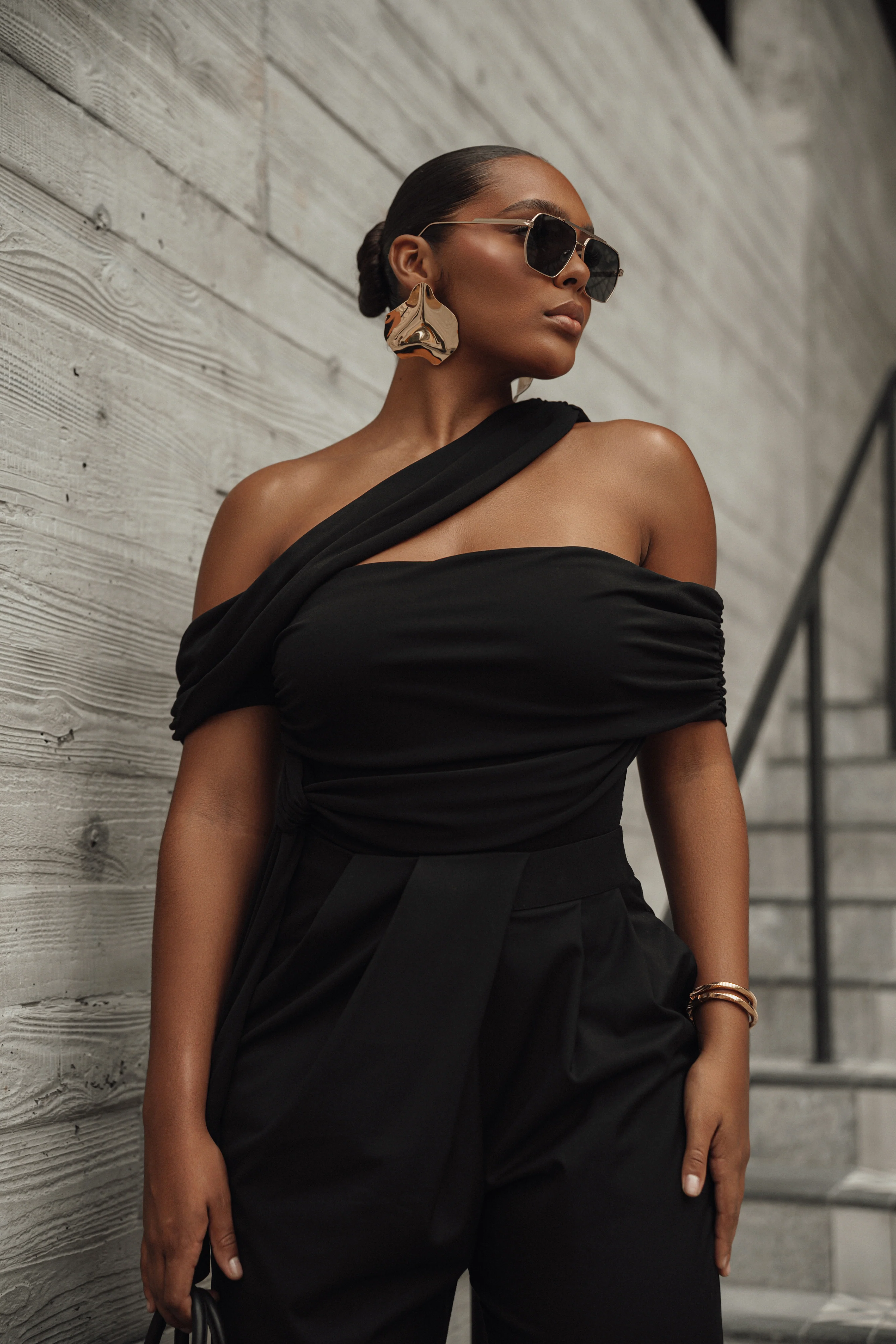Black Above All Drape Bodysuit - Image 5