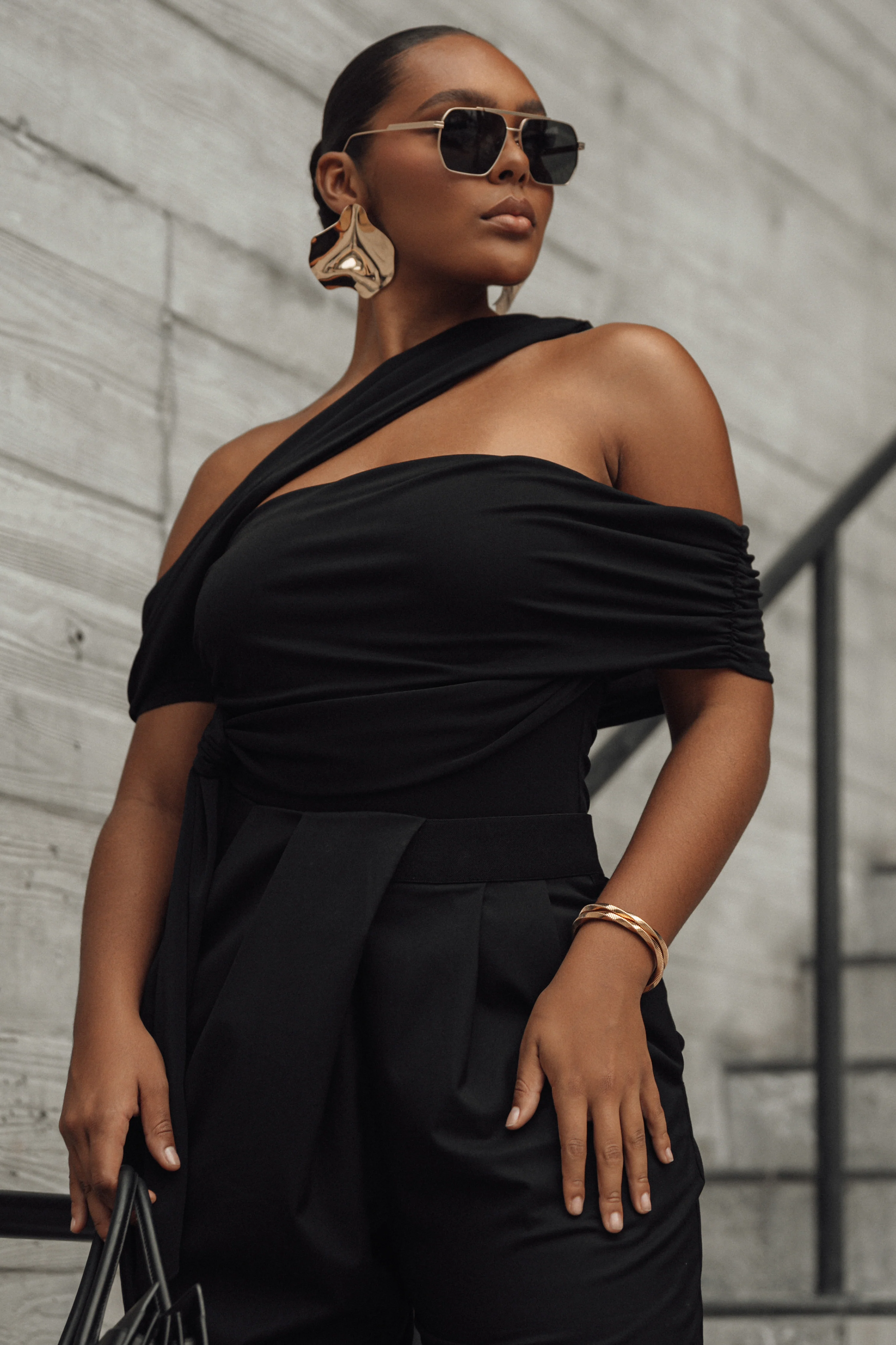 Black Above All Drape Bodysuit - Image 6