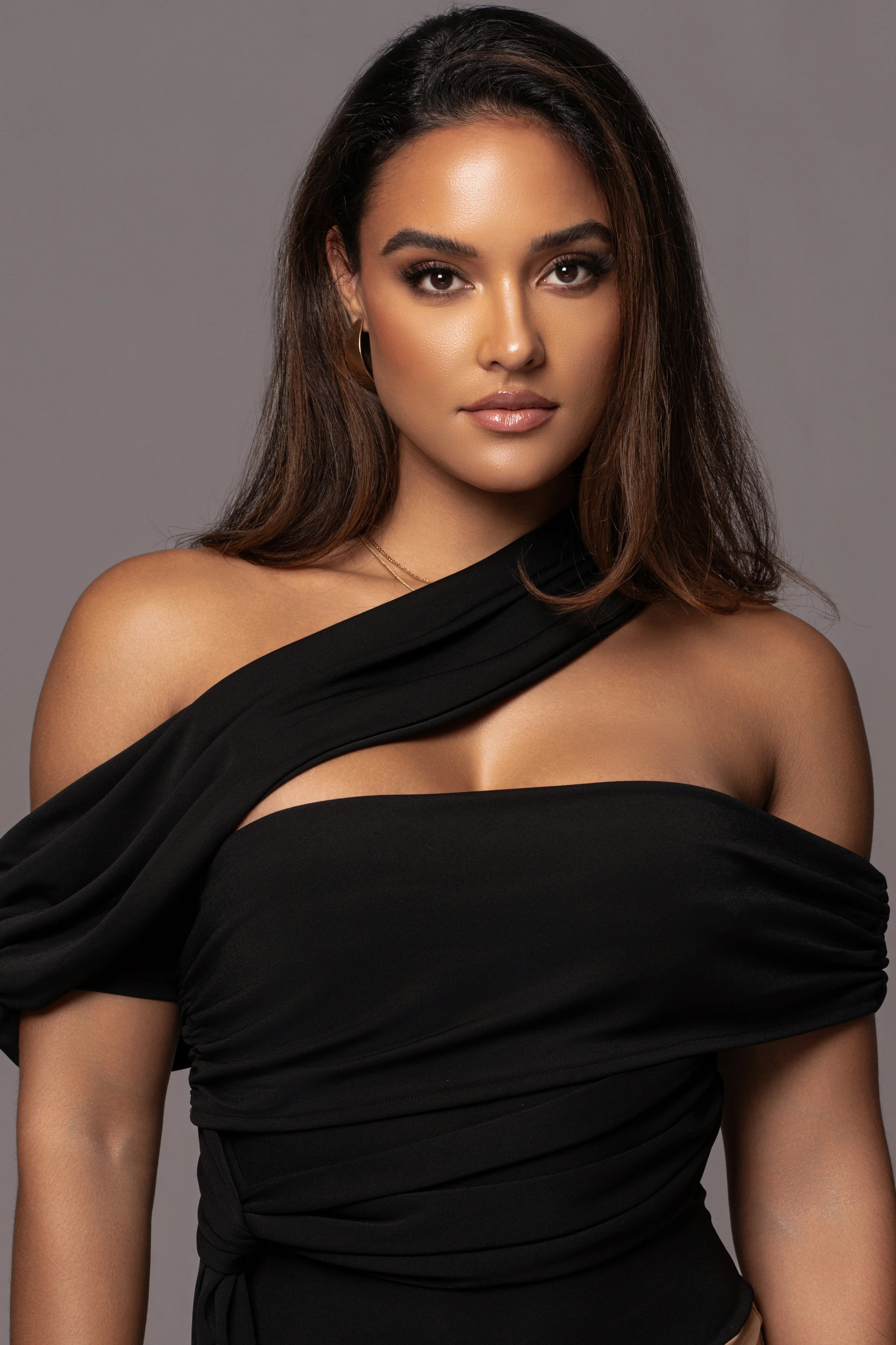 Black Above All Drape Bodysuit - Image 7
