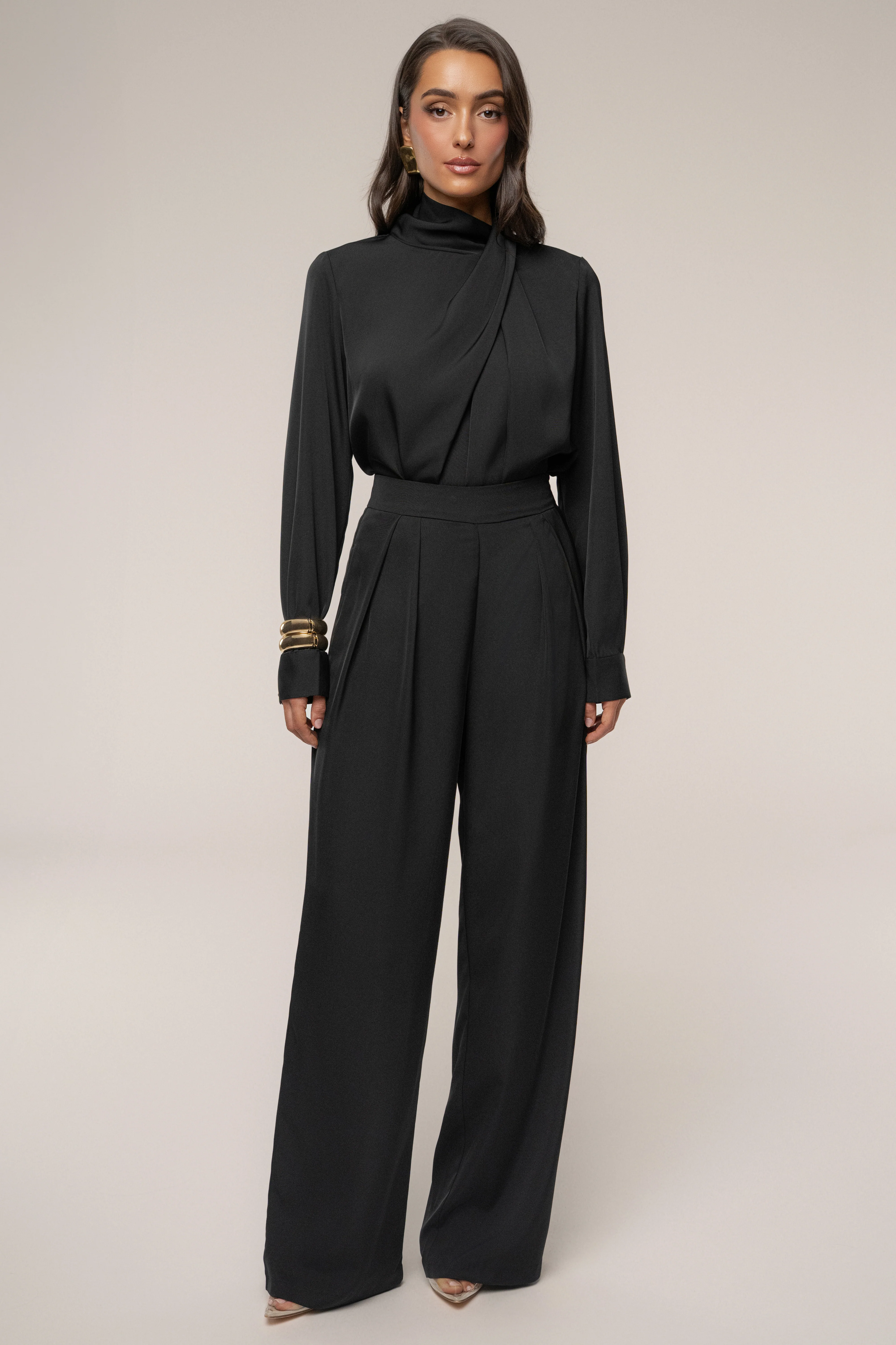 Black Alexa Satin Blouse - Image 2