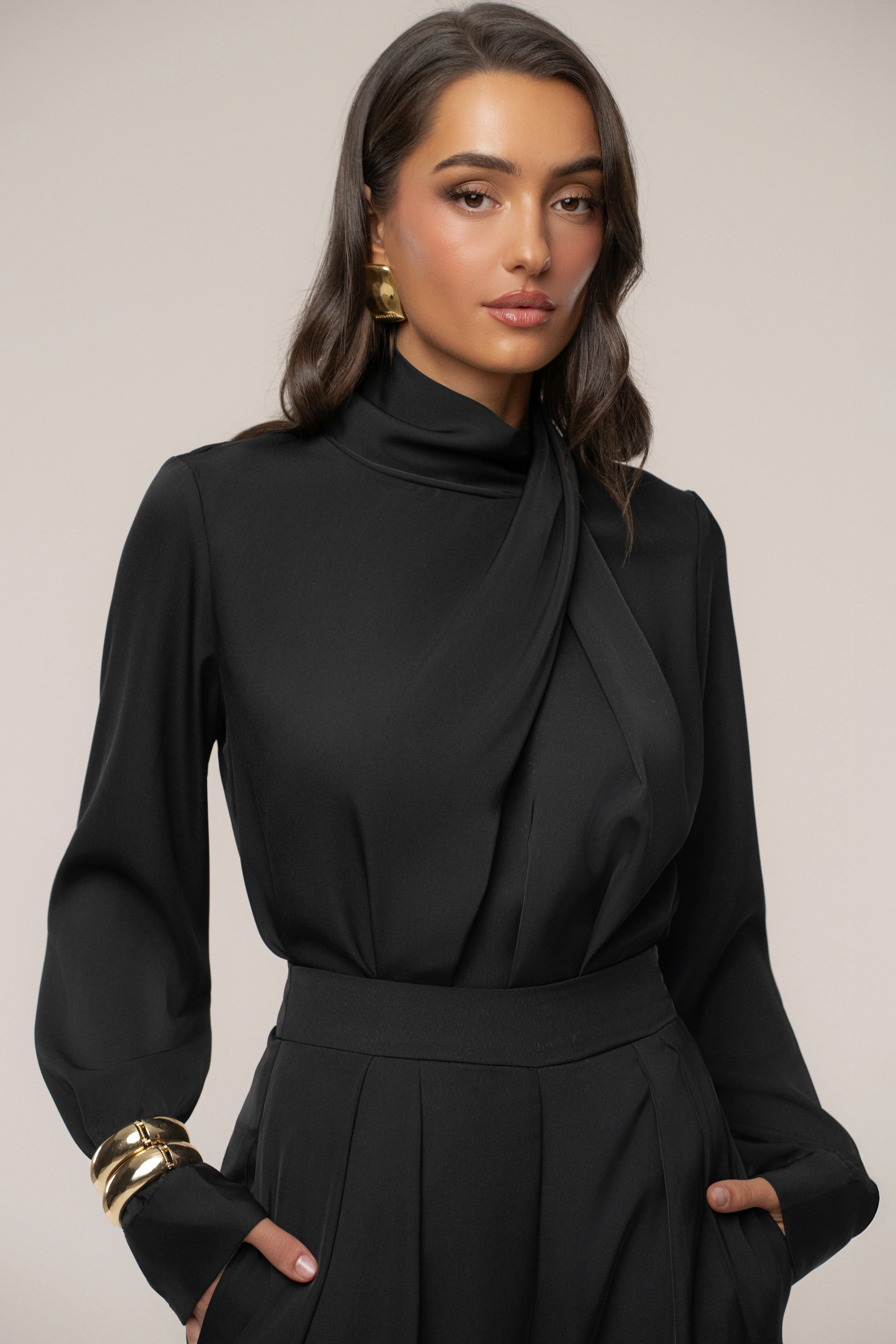 Black Alexa Satin Blouse - Image 3