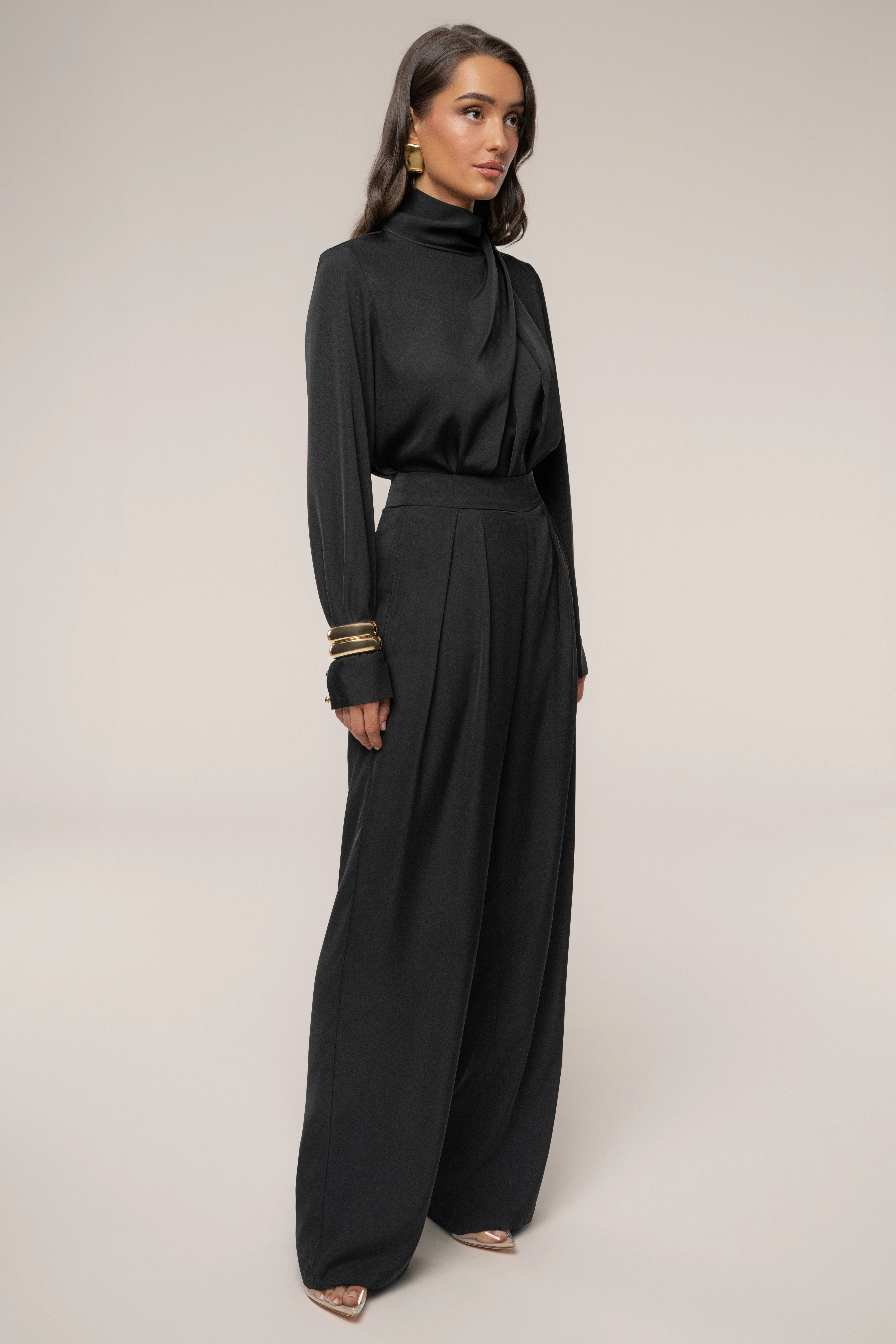 Black Alexa Satin Blouse - Image 4
