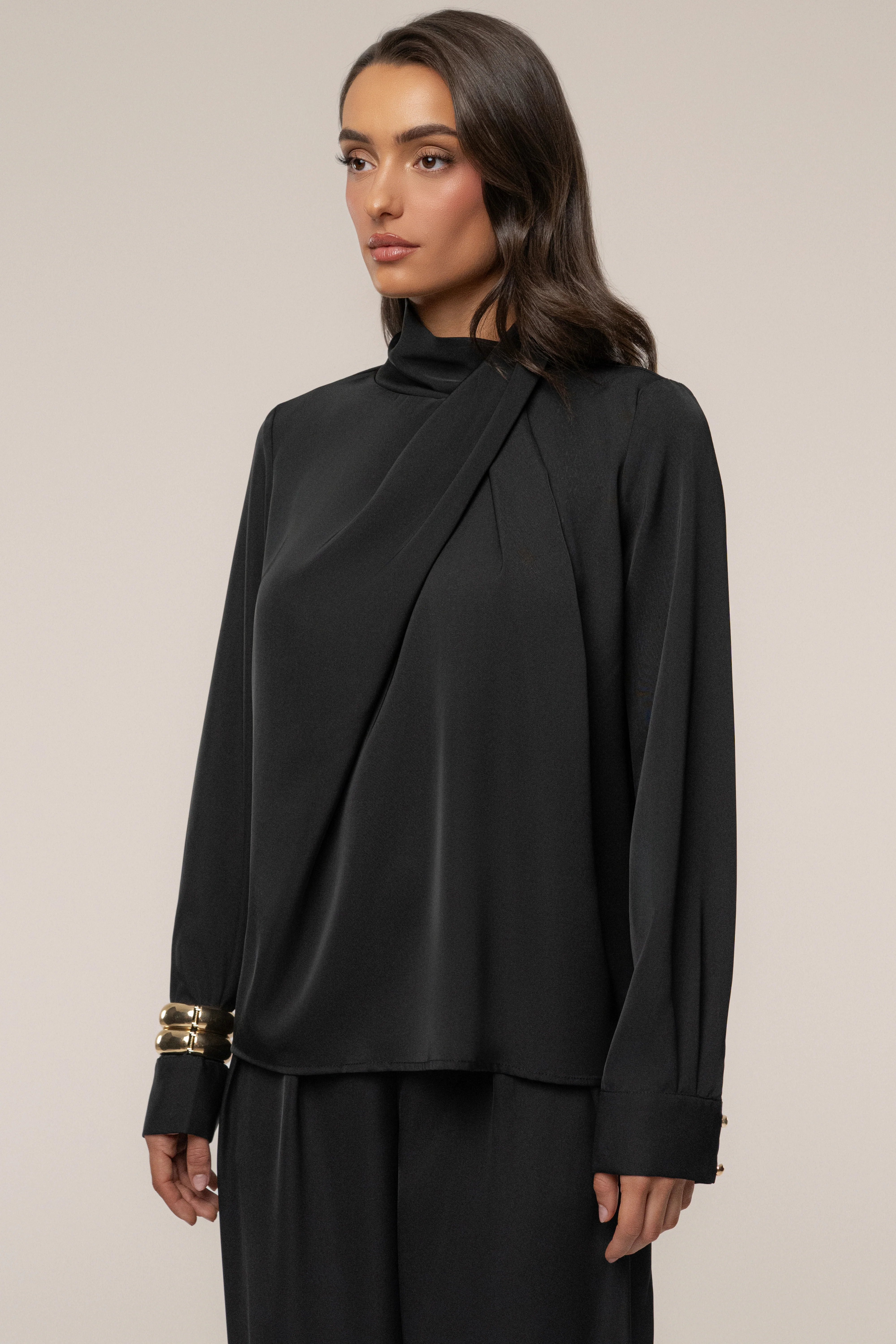 Black Alexa Satin Blouse - Image 5