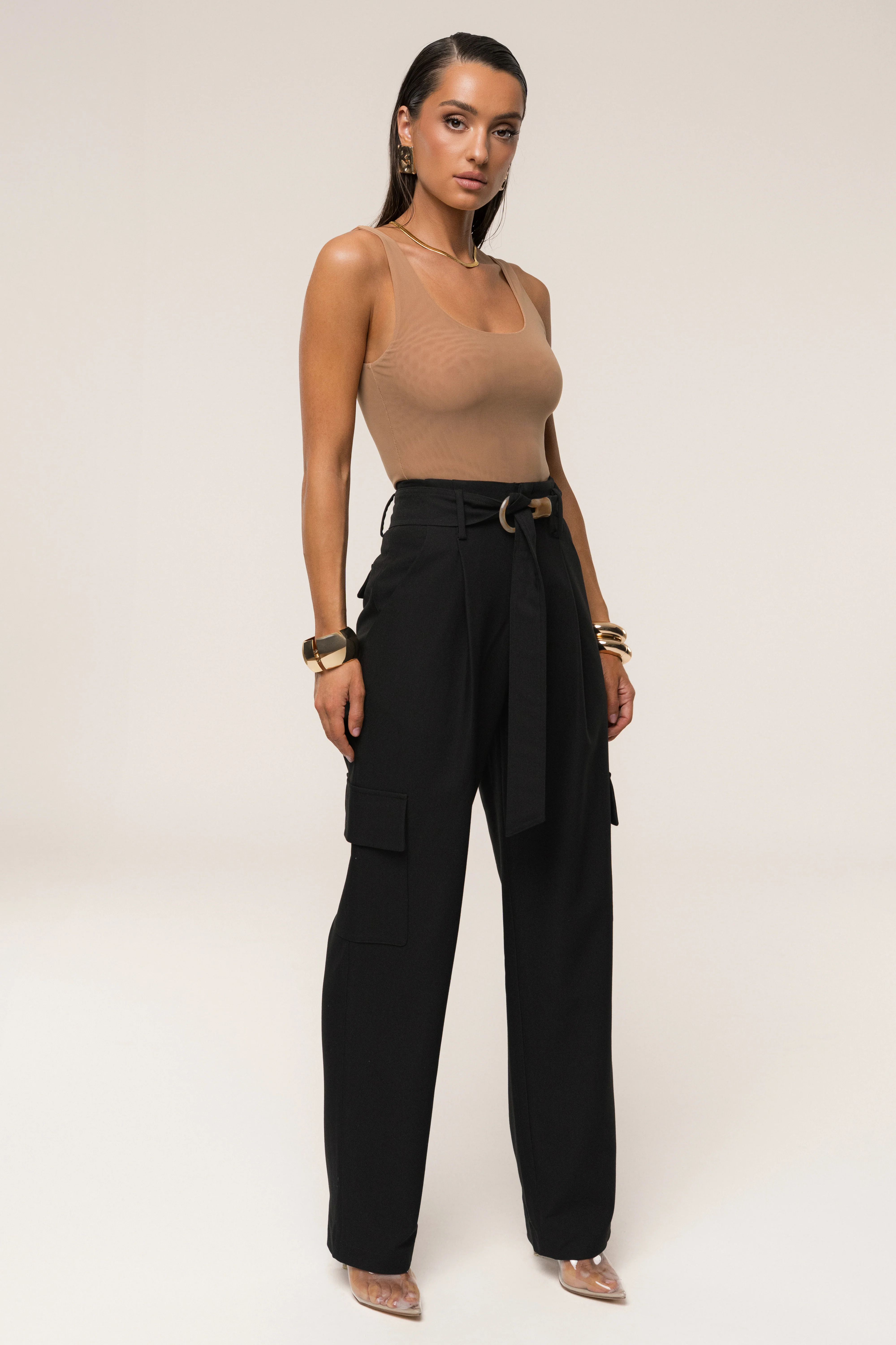 Black Alexis Belted Cargo Pants - Image 5