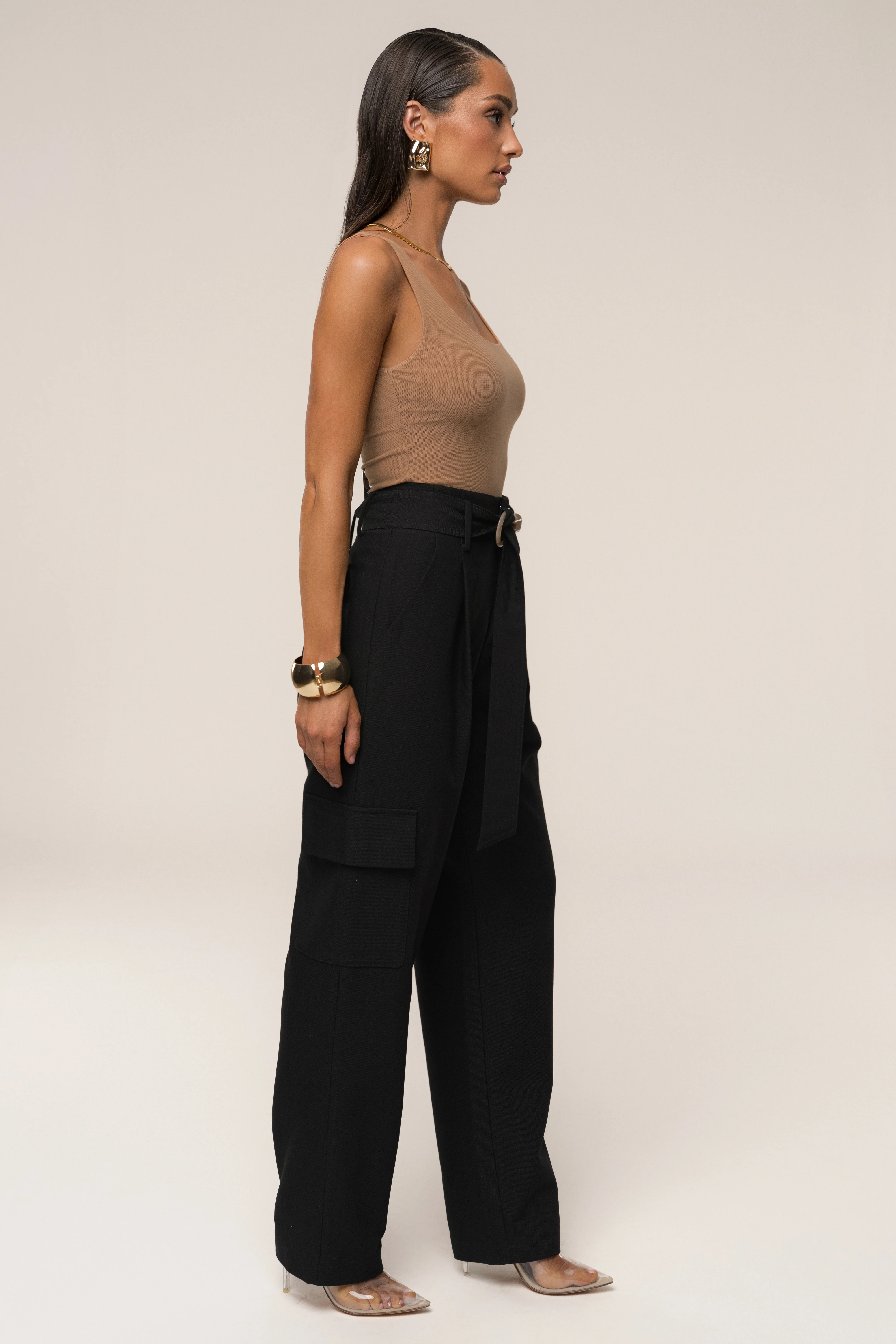 Black Alexis Belted Cargo Pants - Image 8