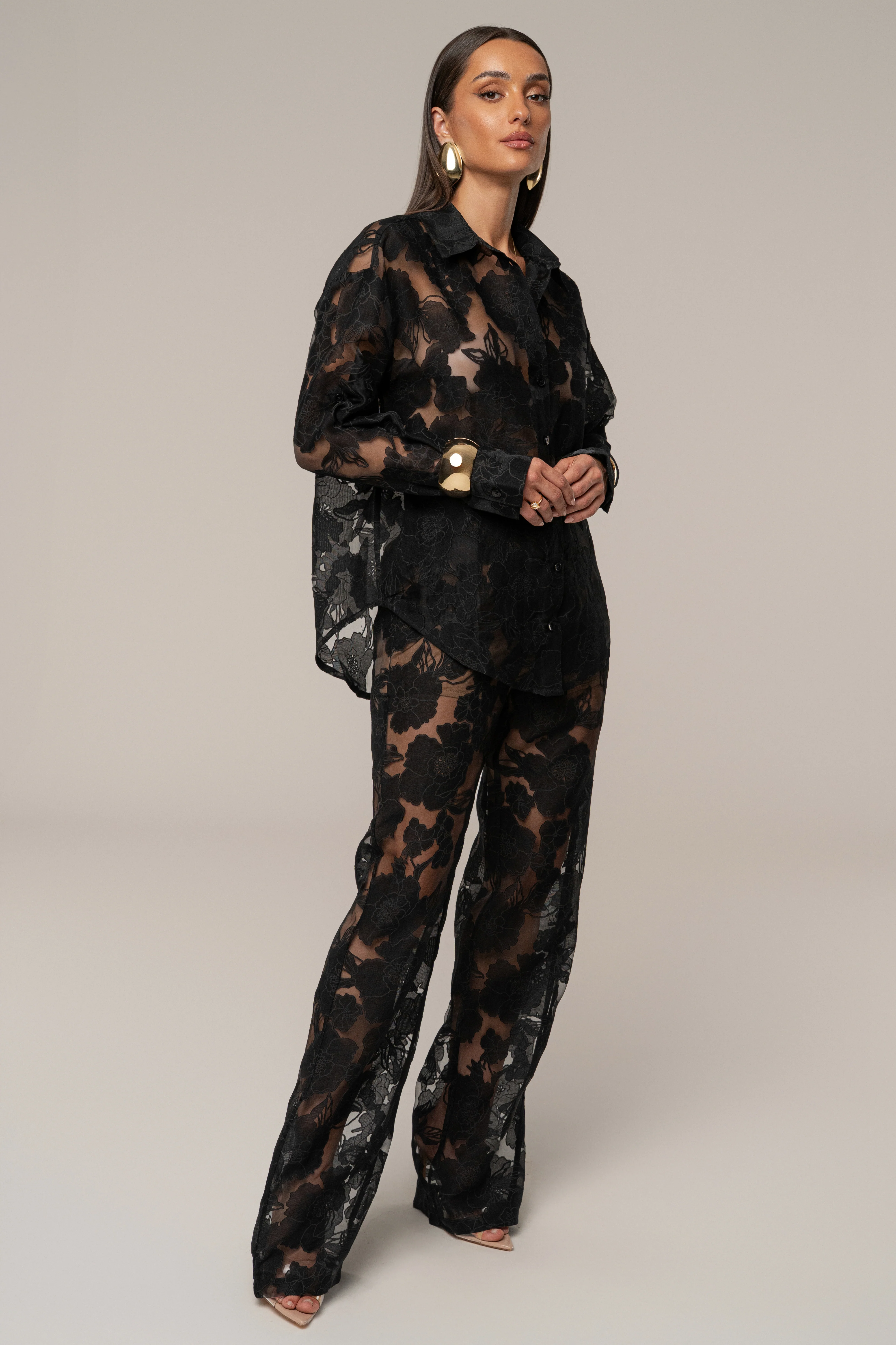PRE-ORDER Black Organza Floral Pant - Image 6