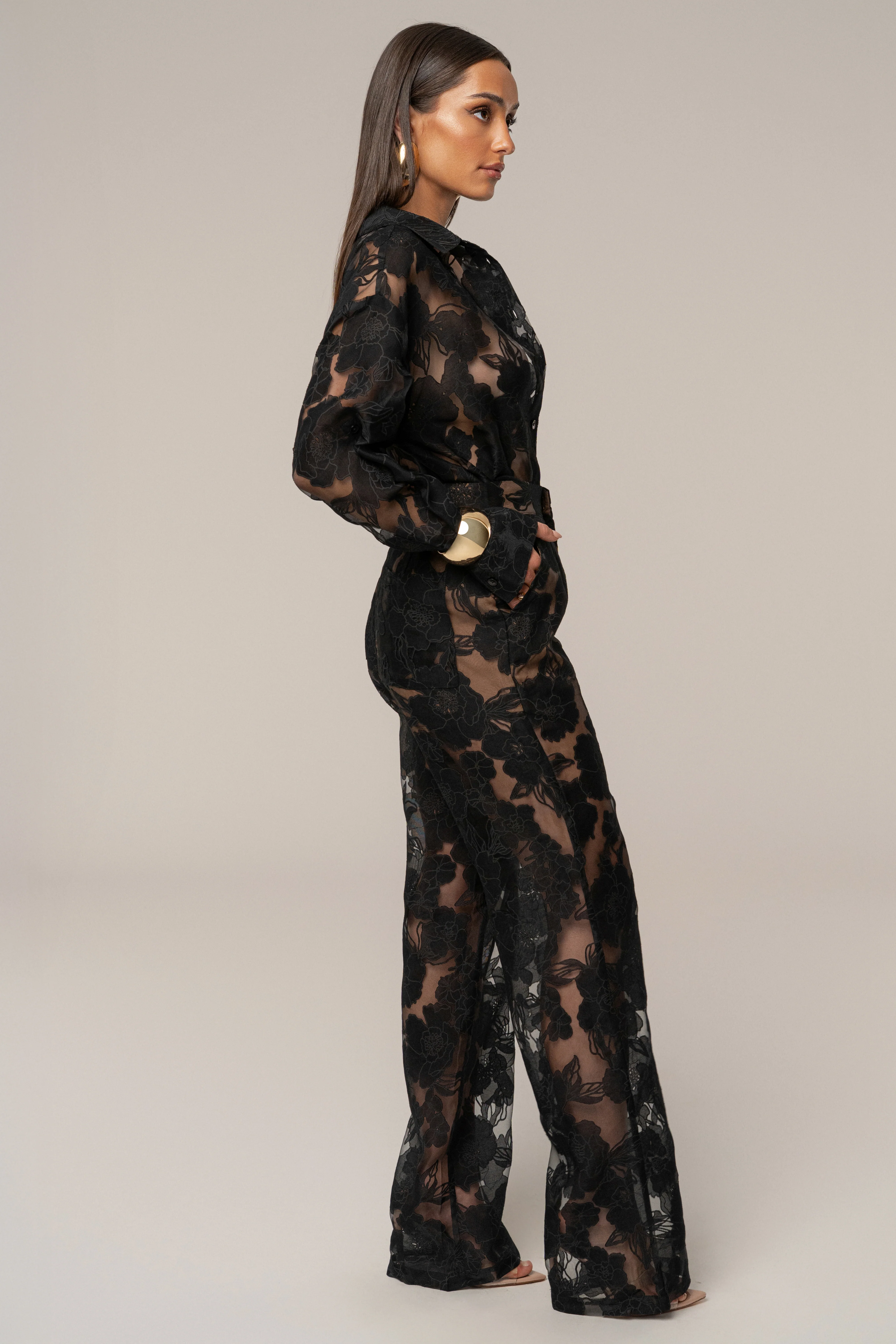 PRE-ORDER Black Organza Floral Pant - Image 8