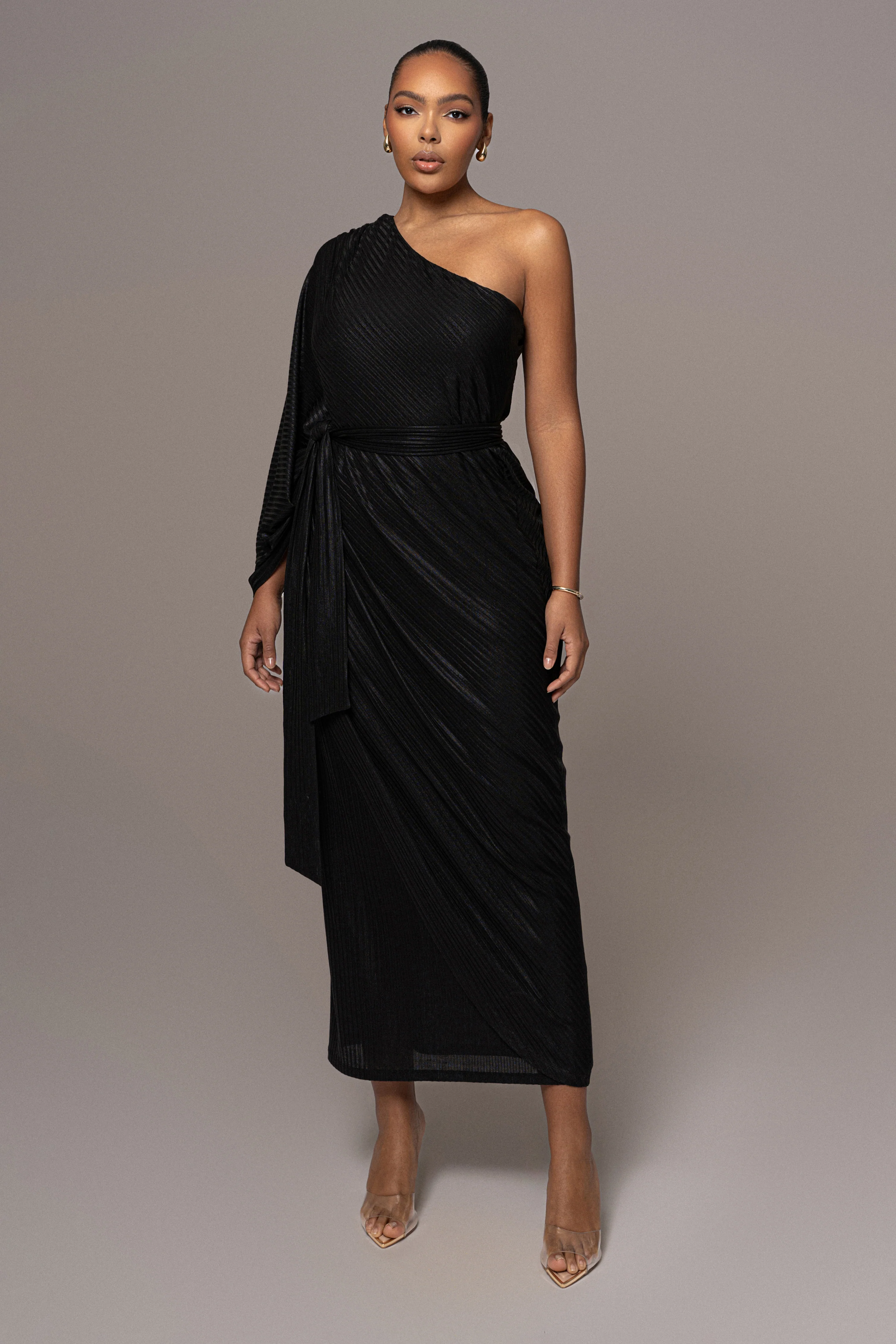 Black Amina Metallic Maxi Dress - Image 4