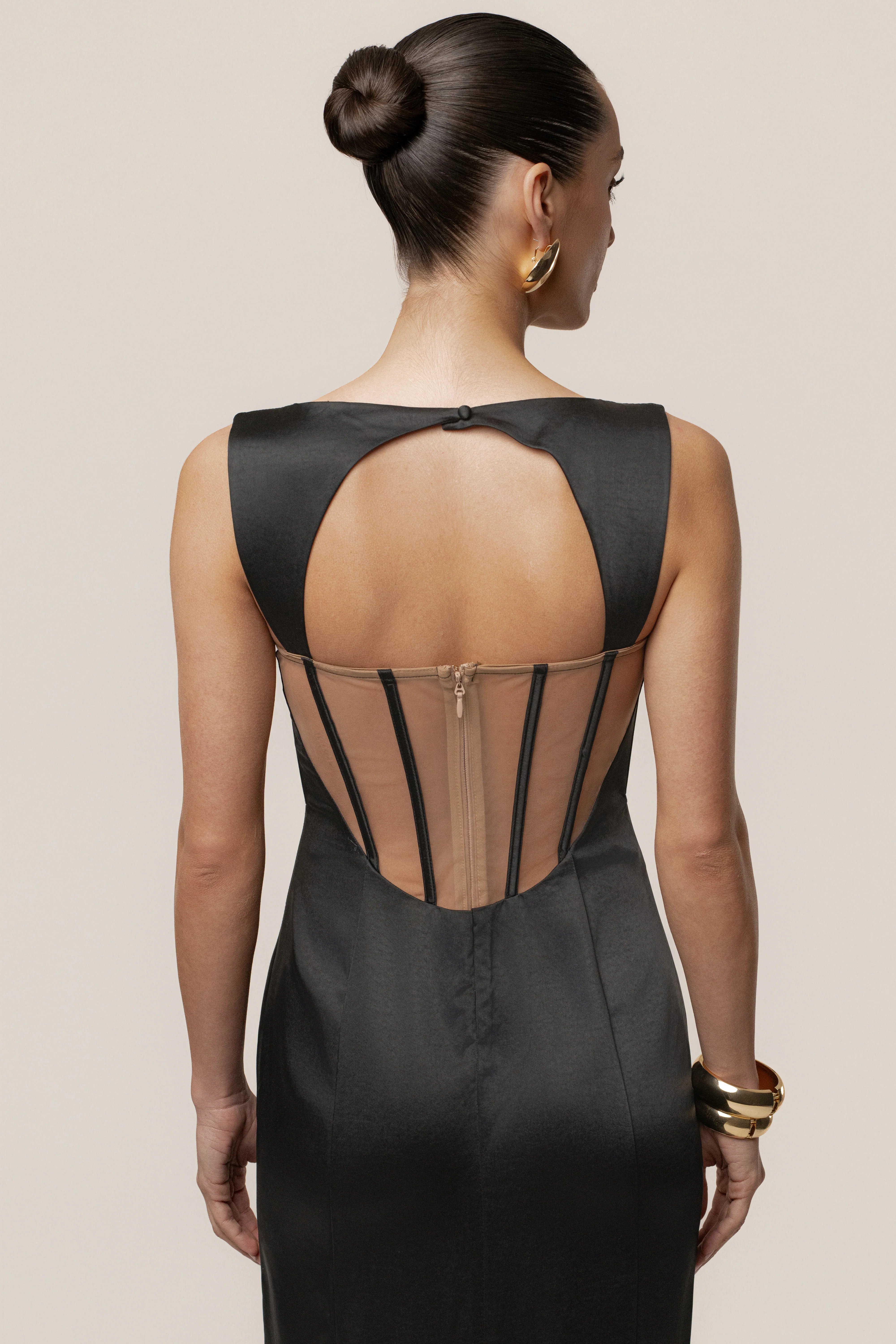 Black Amour Satin Maxi Dress - Image 2