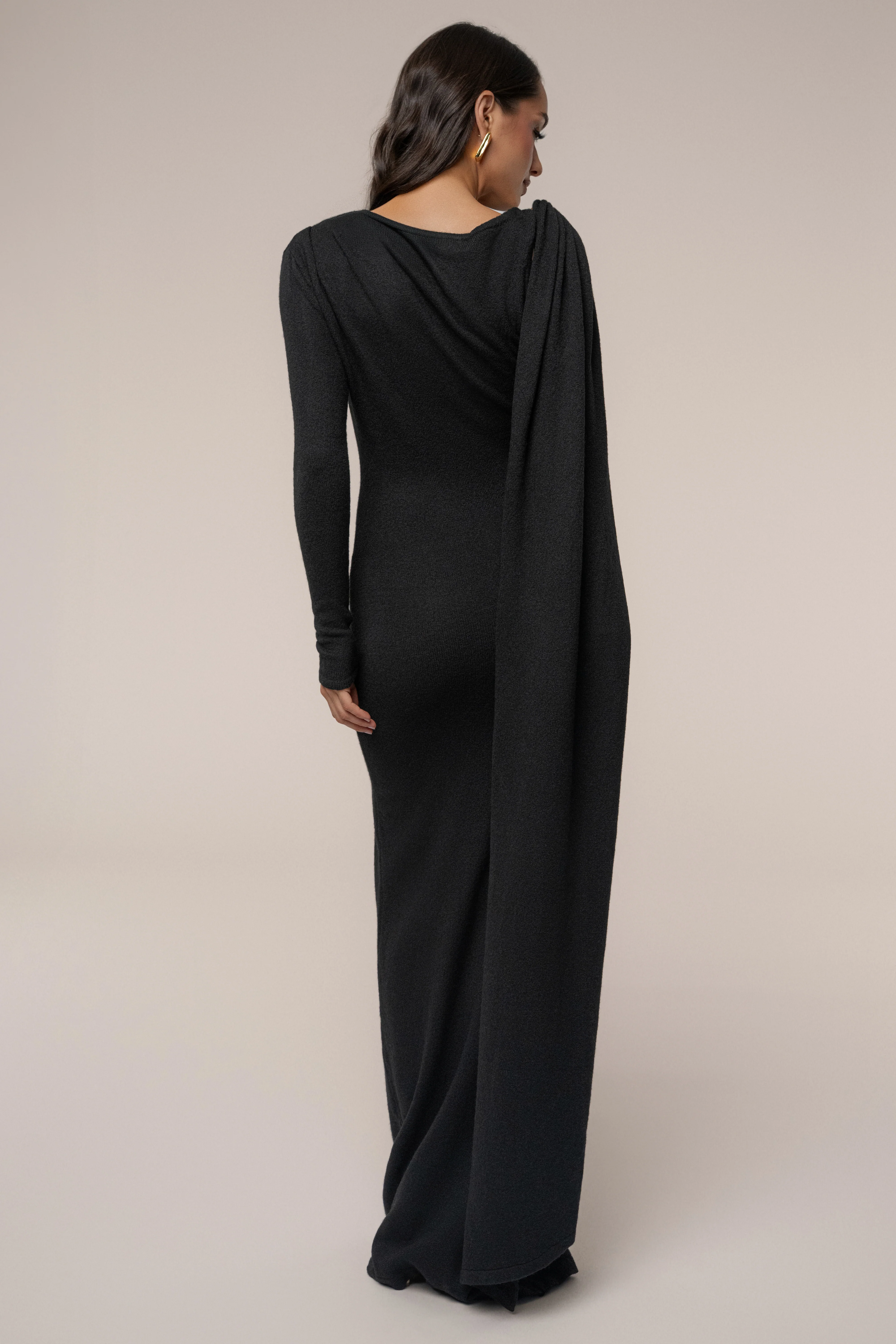 Black Aniza Drape Maxi Dress - Image 12