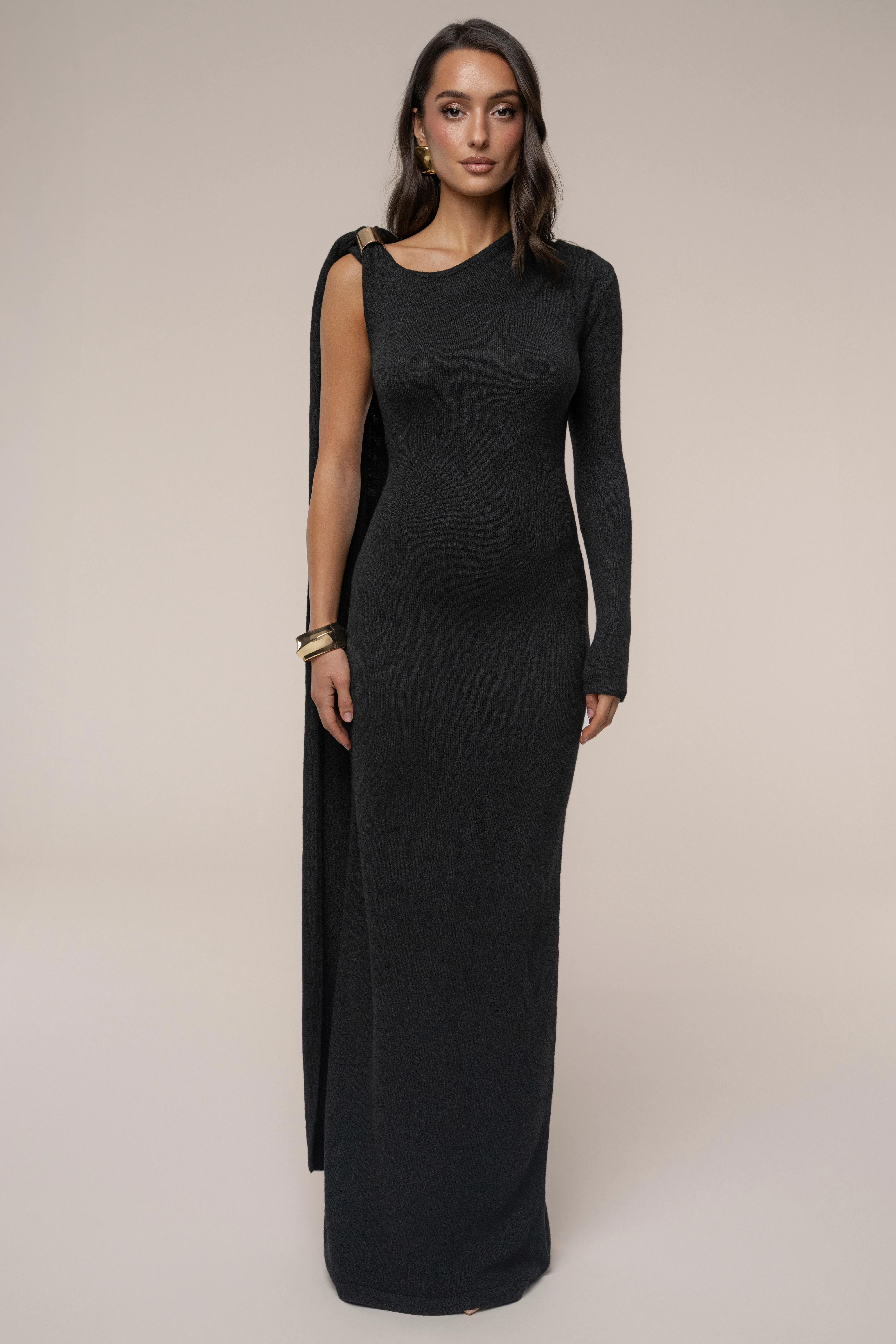 Black Aniza Drape Maxi Dress - Image 4