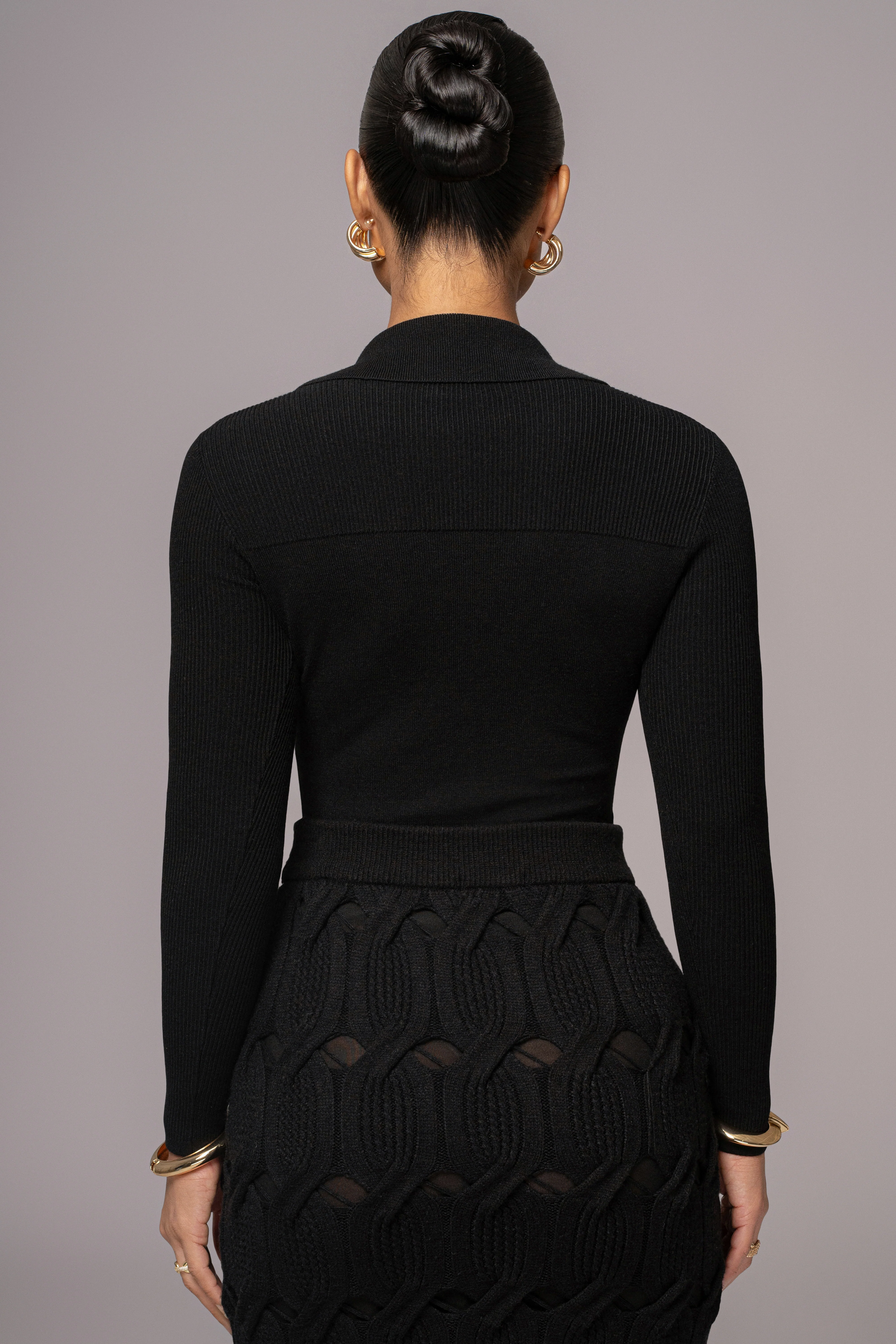 Black Ashley Collared Top - Image 3