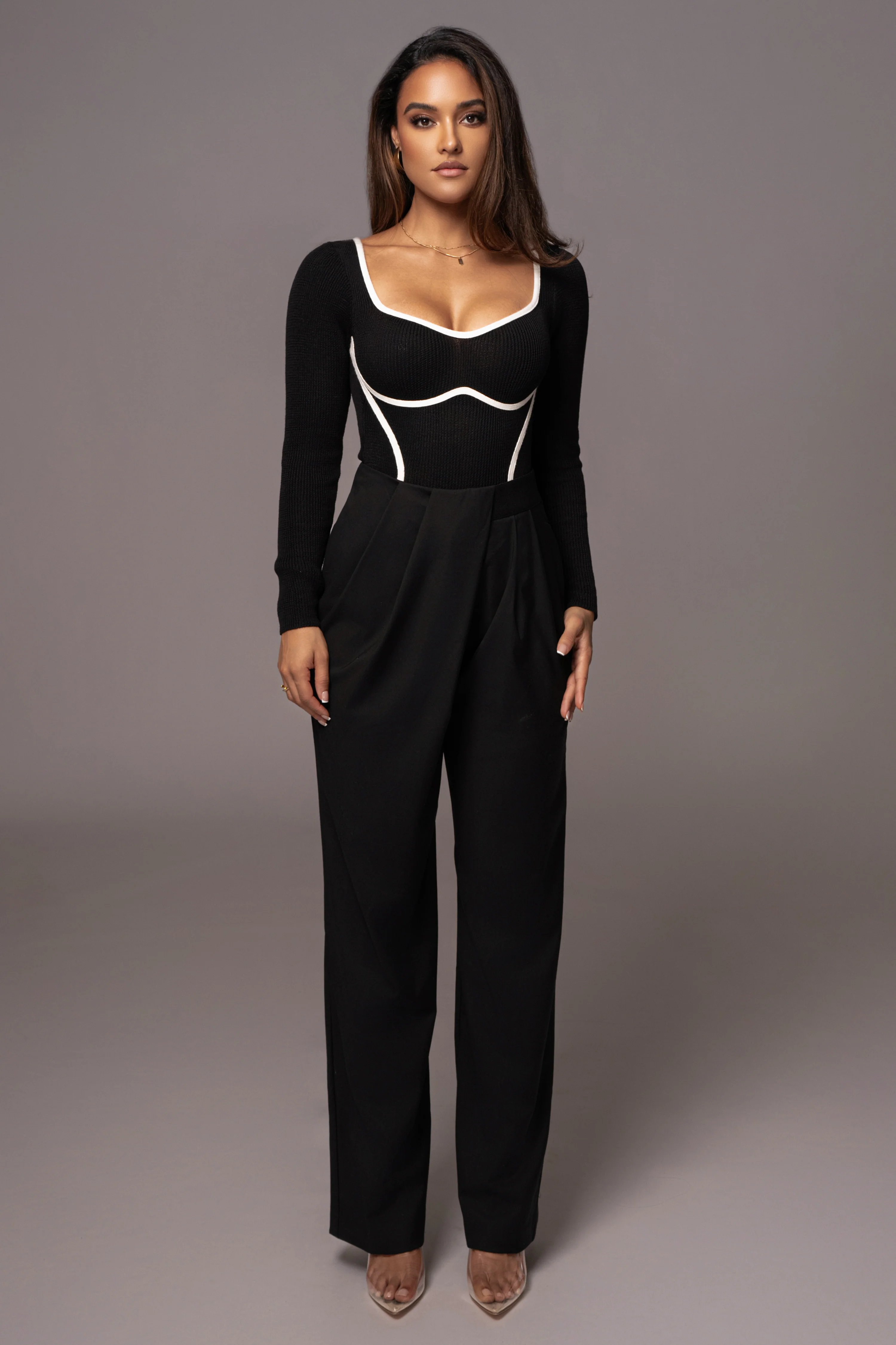 Black Asymmetrical Draped Trousers - Image 10