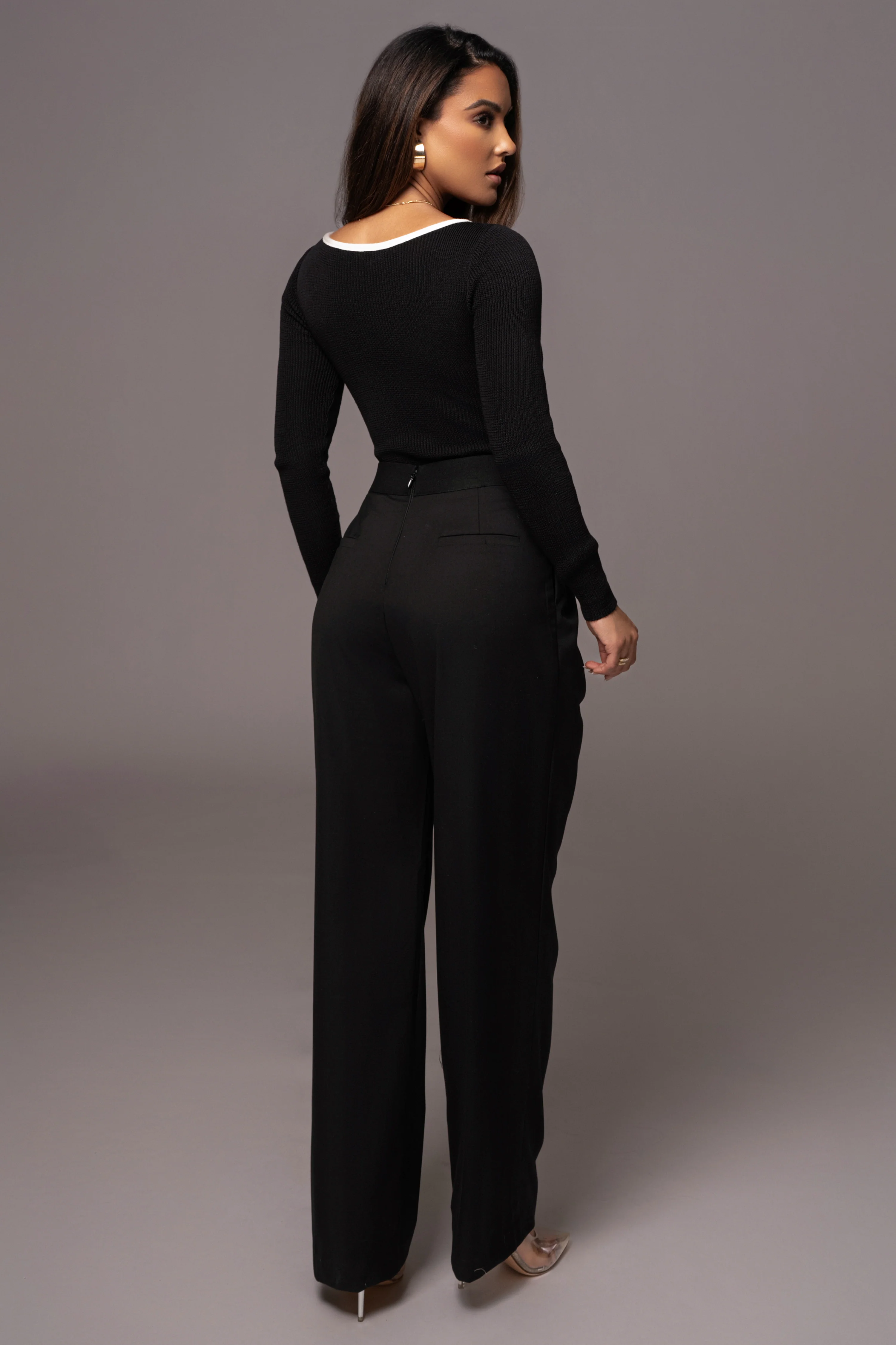 Black Asymmetrical Draped Trousers - Image 18